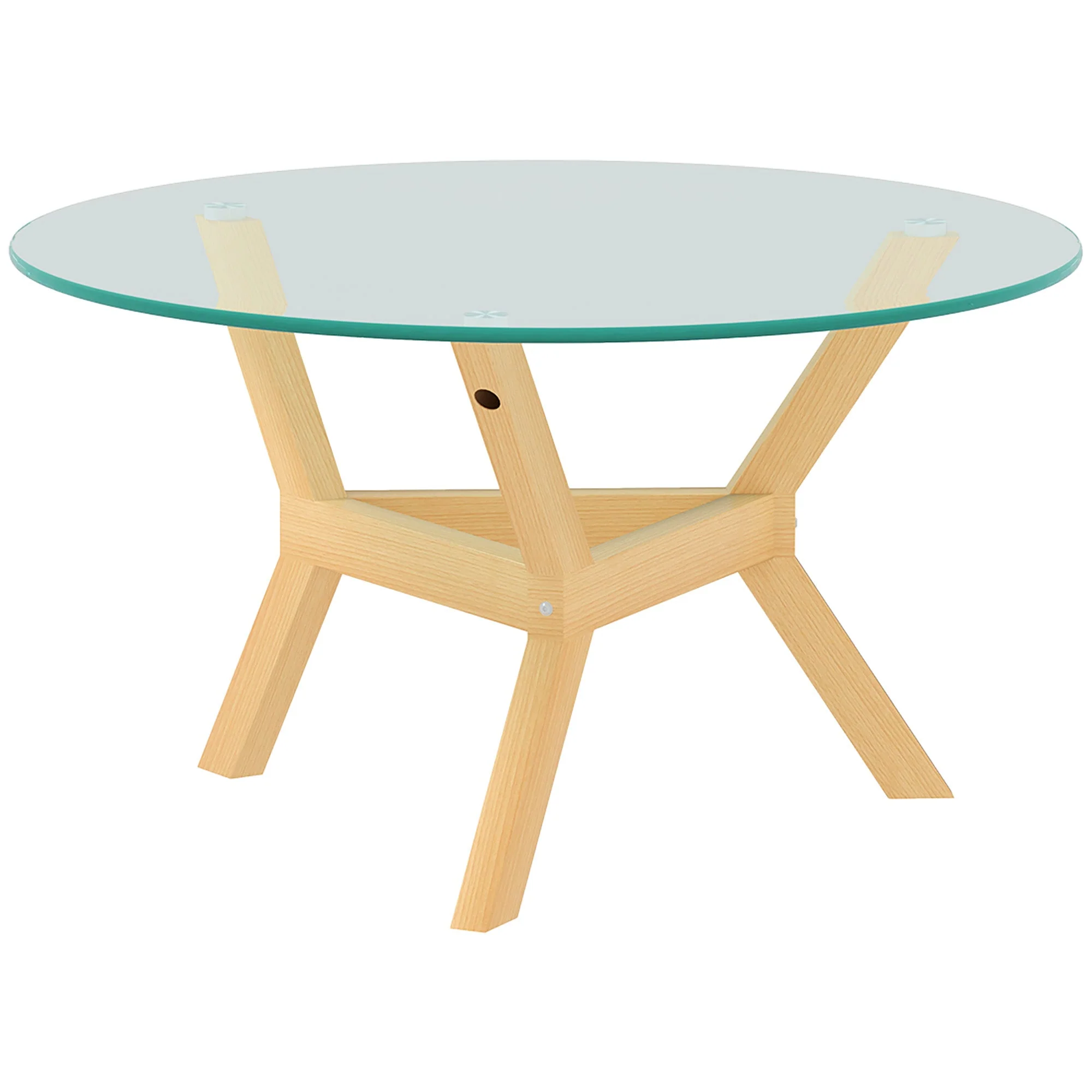 Tempered Glass Coffee Table, Adjustable Foot Pads Steel Frame, Transparent - Image 2