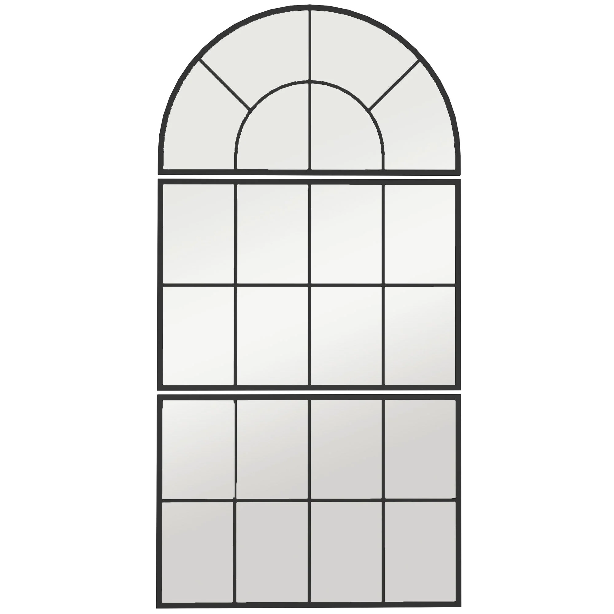 Three-Piece Arched Wall Mirror, Decorative Window Hanging, Black Metal Frame - Image 2