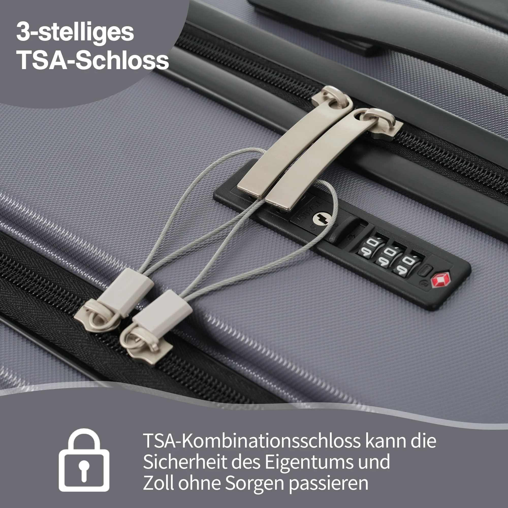 Three-piece Luggage Set - Front-opening, Cup Holders, TSA Lock, 360° Wheels, ABS Material - Image 6