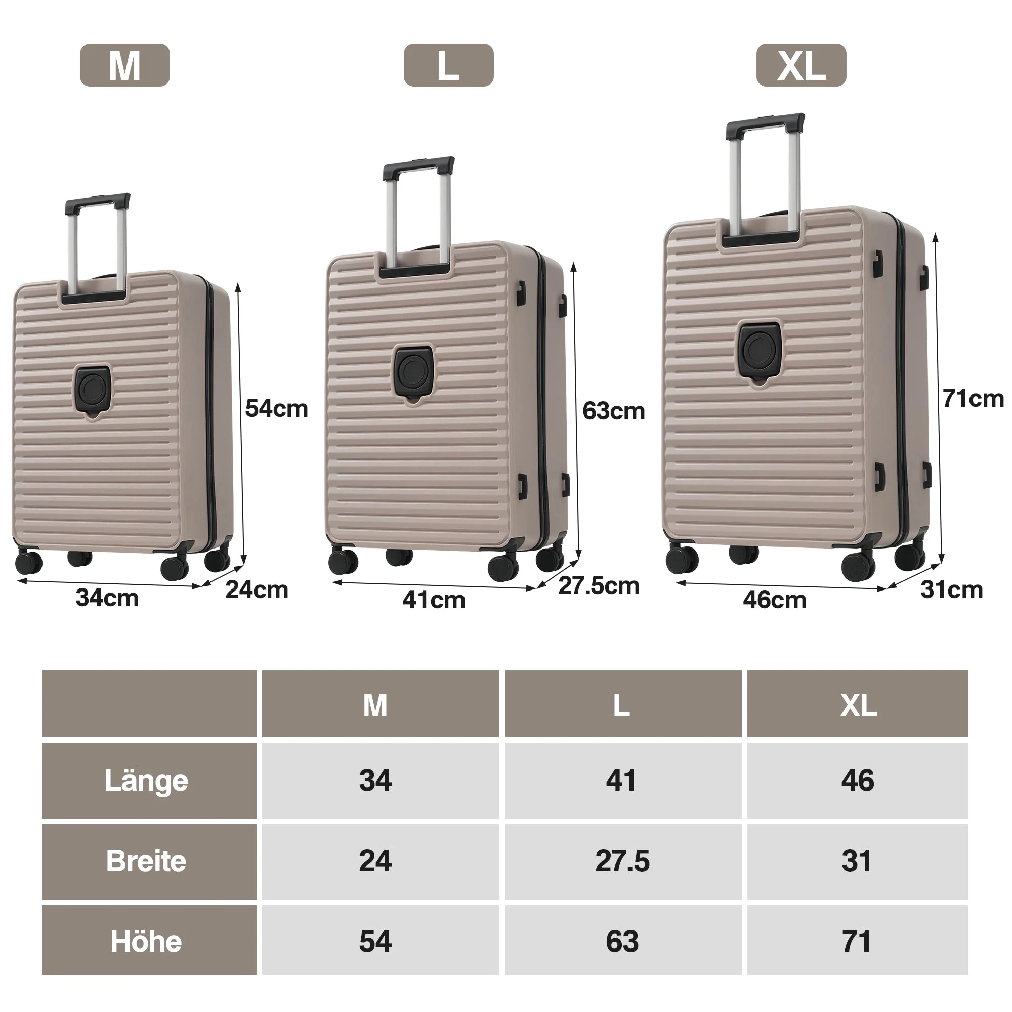 Three-Piece Luggage Set - Front-Opening Design, Cup Holders, TSA Lock, 360° Wheels, ABS - Image 3