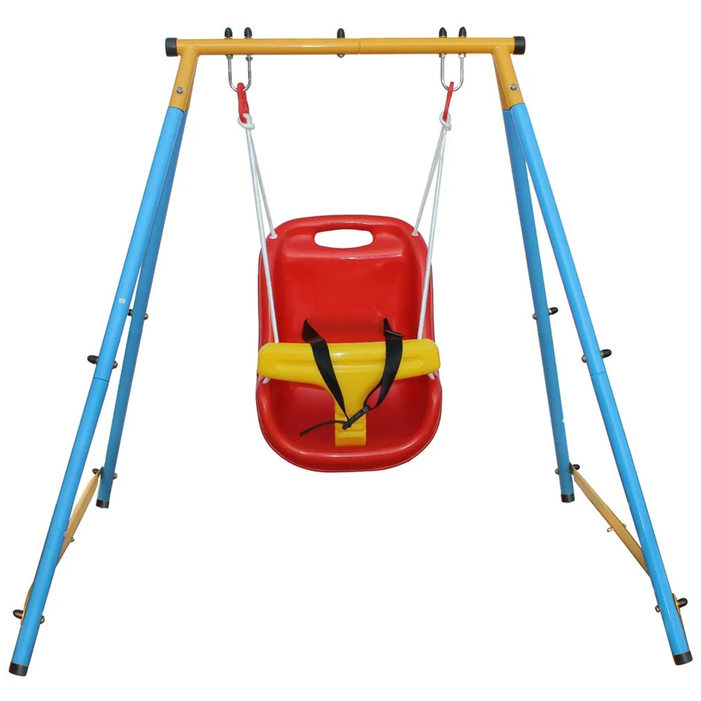 Toddler Swing with Foldable Metal Stand, 3-in-1 Baby Swing Set with Sandbags, for ages 1-10 years