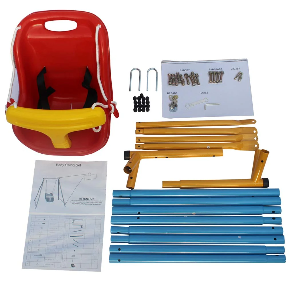 Toddler Swing with Foldable Metal Stand, 3-in-1 Baby Swing Set with Sandbags, for ages 1-10 years - Image 4