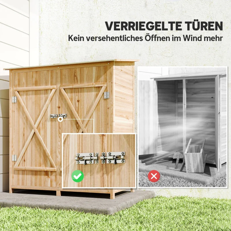 Tool Shed with Side Table, 140x75x157cm, Fir Wood - Image 4