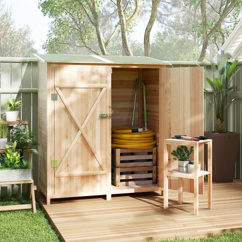 Tool Shed with Side Table, 140x75x157cm, Fir Wood - Image 7