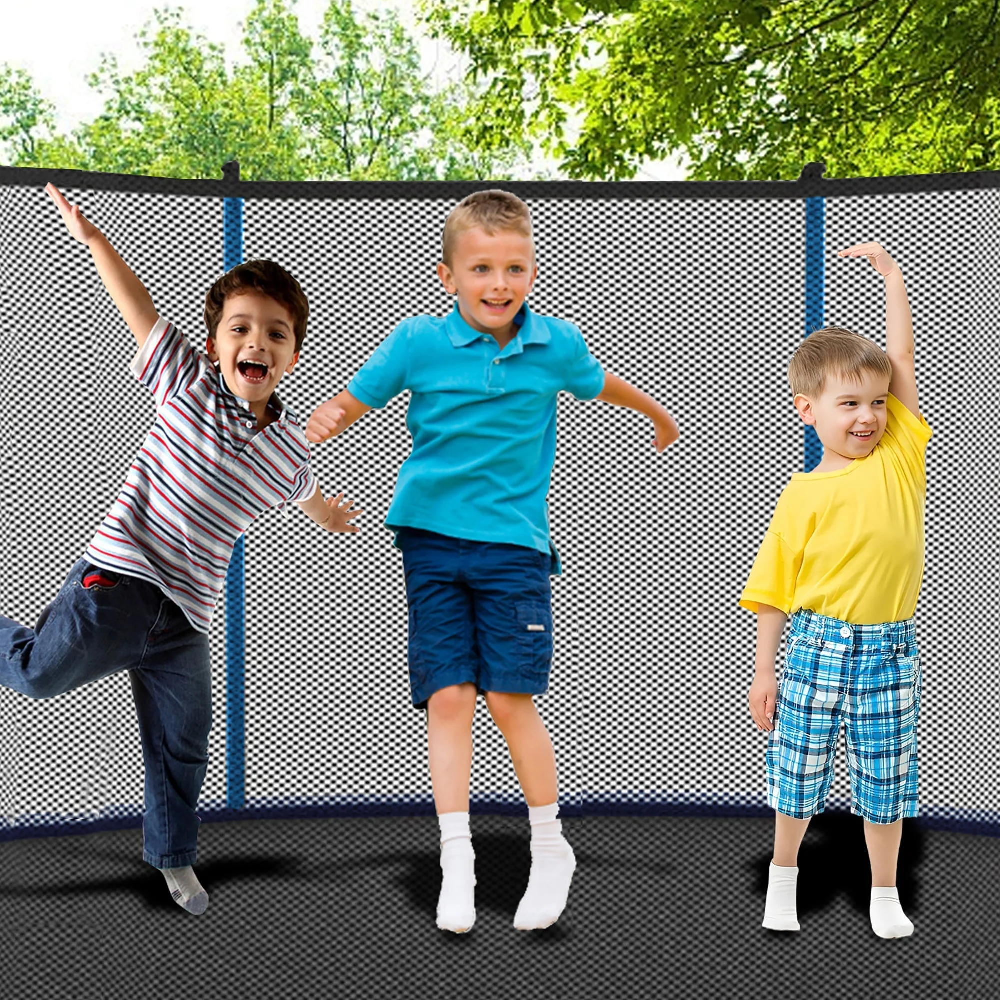 Trampoline 8-12FT Adjustable, Safety Enclosure Net & Spring Pad, Heavy-Duty Galvanized Steel Frame, 400lbs Capacity, Blue - Image 10
