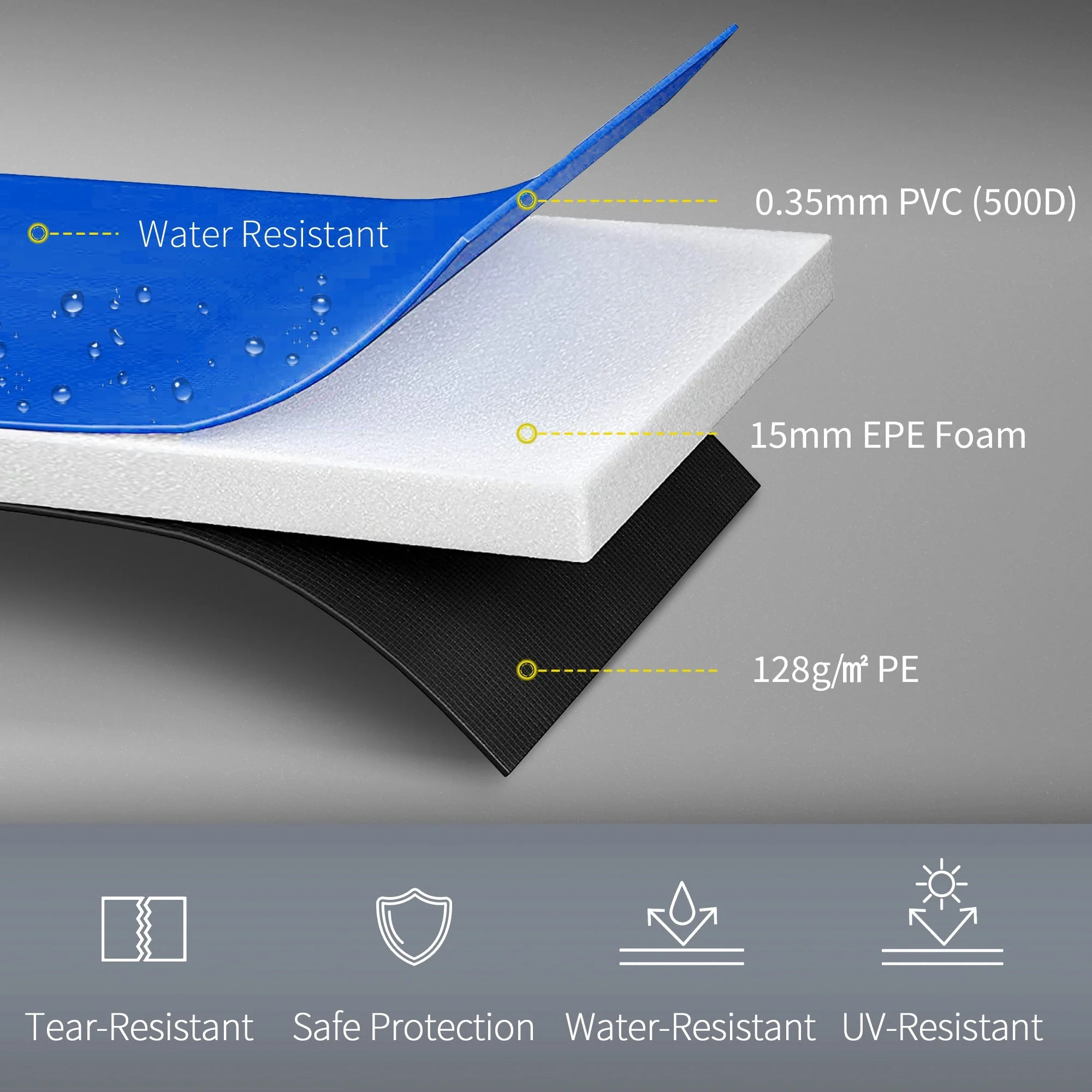 Trampoline Accessory Set 305cm-457cm, Edge Cover, Safety Net, Weather Cover, Ladder, Colorful - Image 4