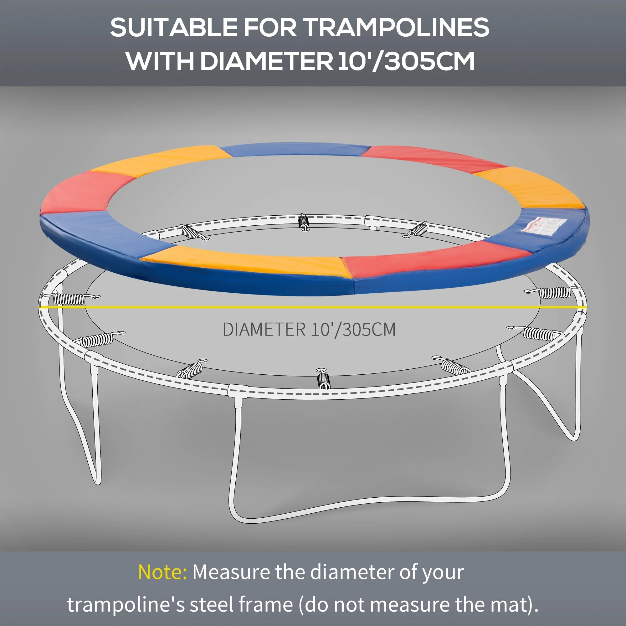 Trampoline Accessory Set 305cm-457cm, Edge Cover, Safety Net, Weather Cover, Ladder, Colorful - Image 5