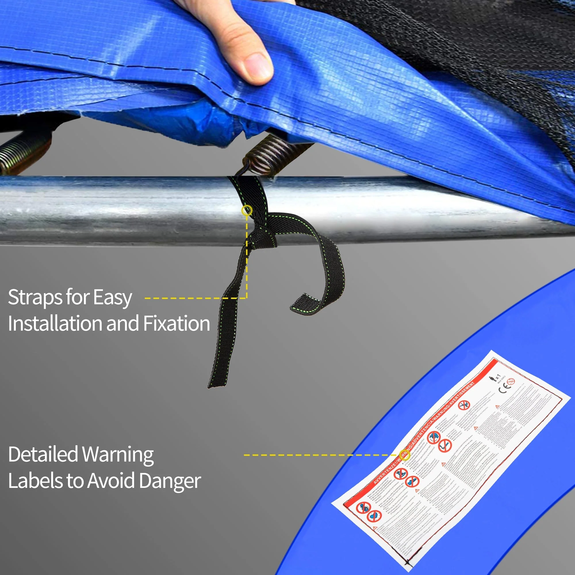 Trampoline Accessory Set 305cm-457cm, Edge Cover, Safety Net, Weather Cover, Ladder, Colorful - Image 6