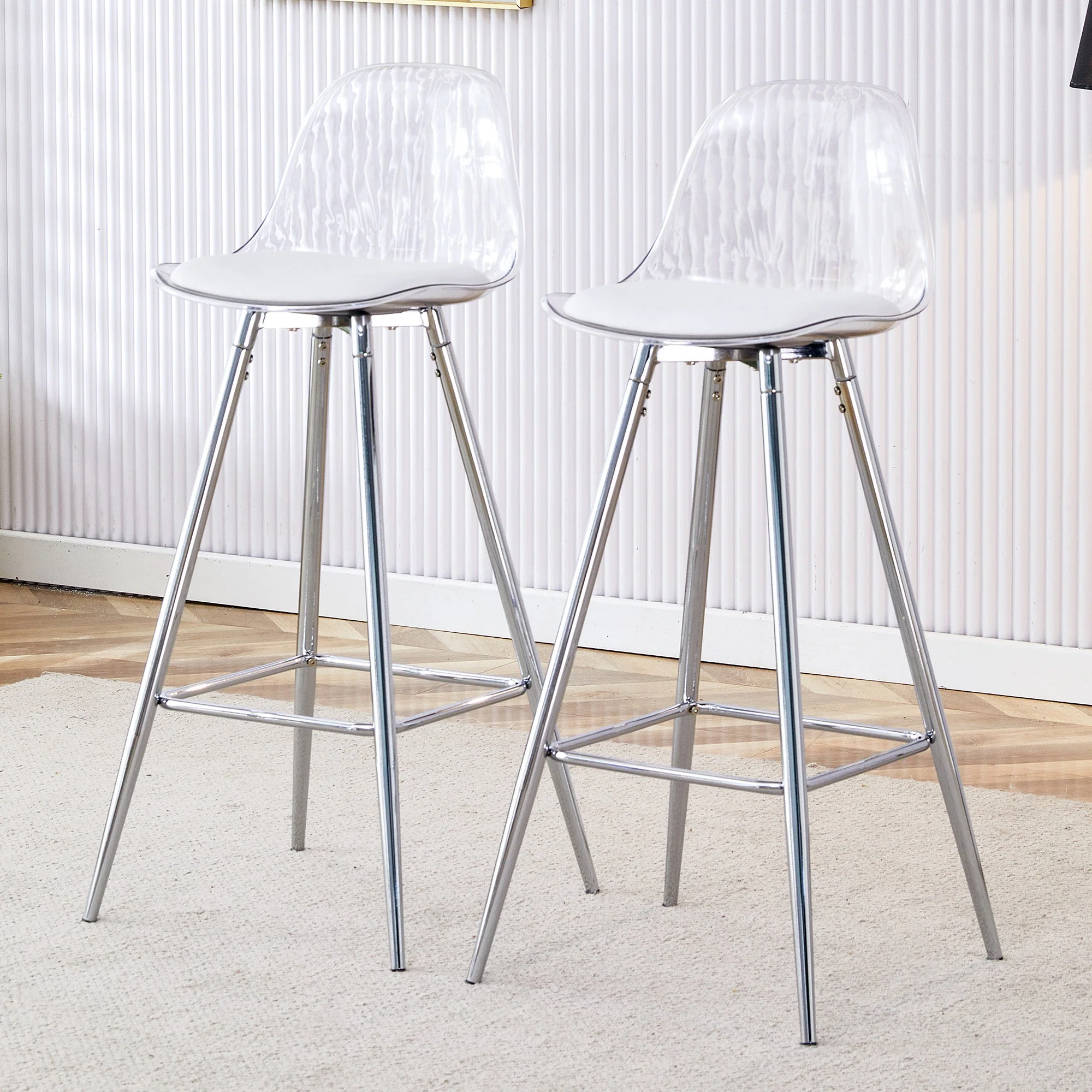 Transparent Armchairs 2-Piece Set Translucent Backrests Silver Metal Frame - Image 3
