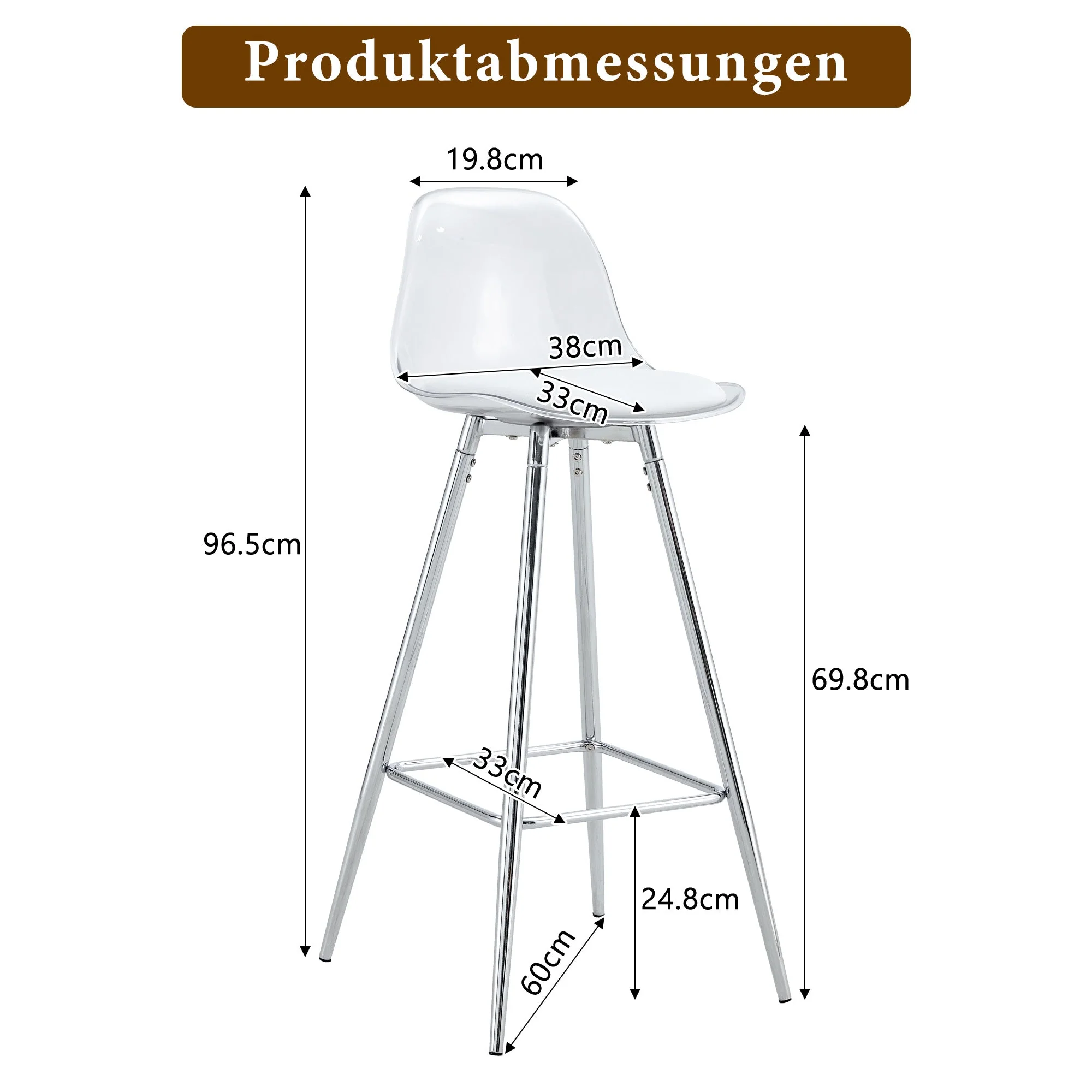 Transparent Armchairs 2-Piece Set Translucent Backrests Silver Metal Frame - Image 4