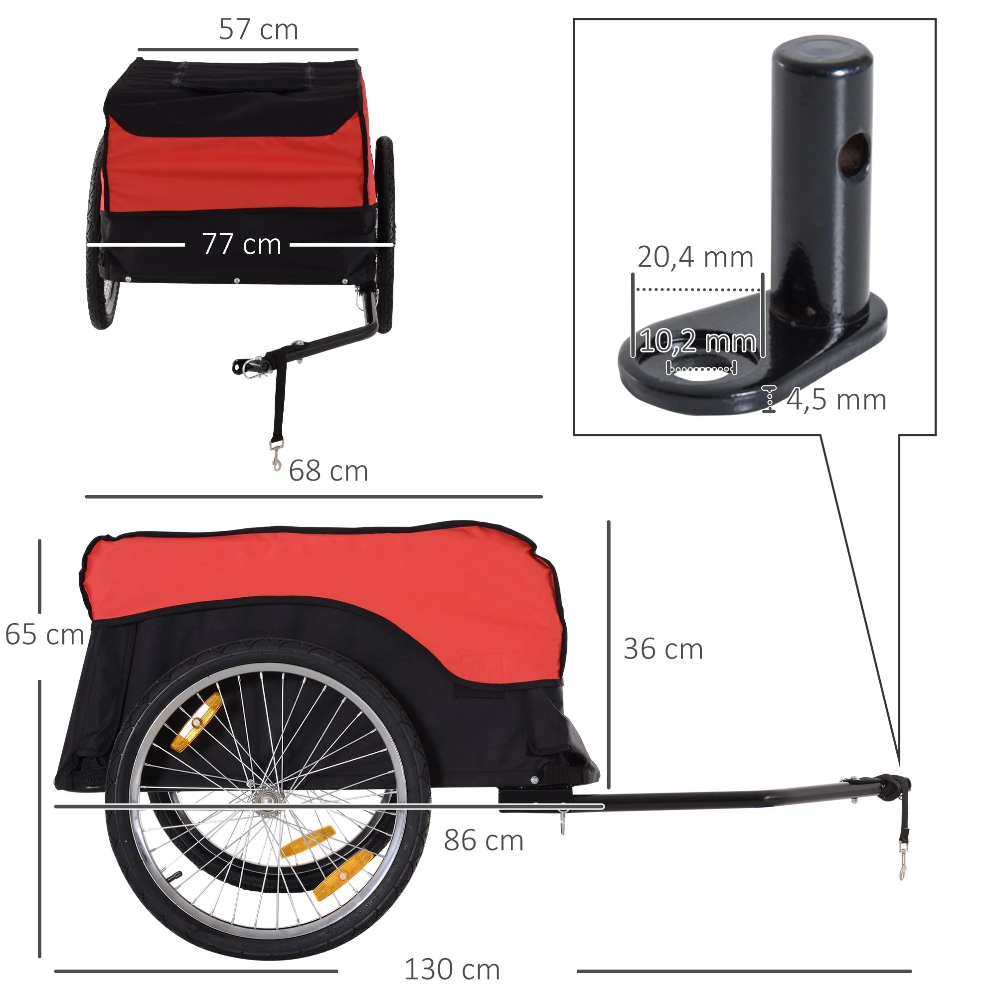 Transport Trailer Cargo Trailer Bicycle Trailer for versatile transport, red-black - Image 3