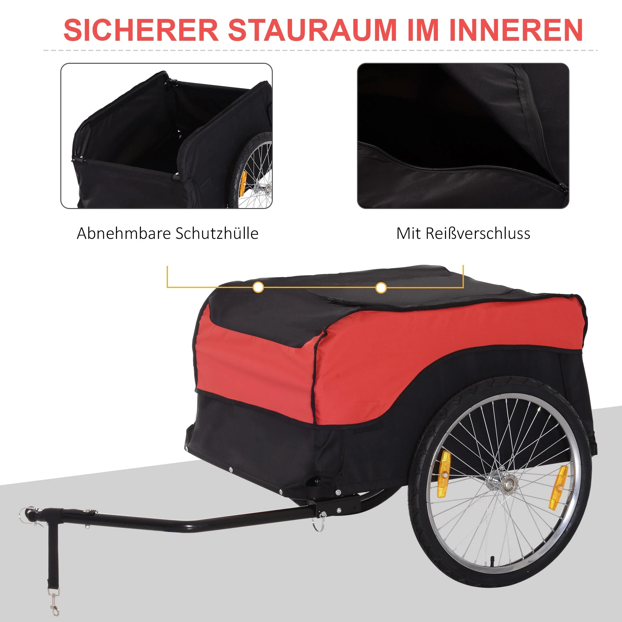 Transport Trailer Cargo Trailer Bicycle Trailer for versatile transport, red-black - Image 6