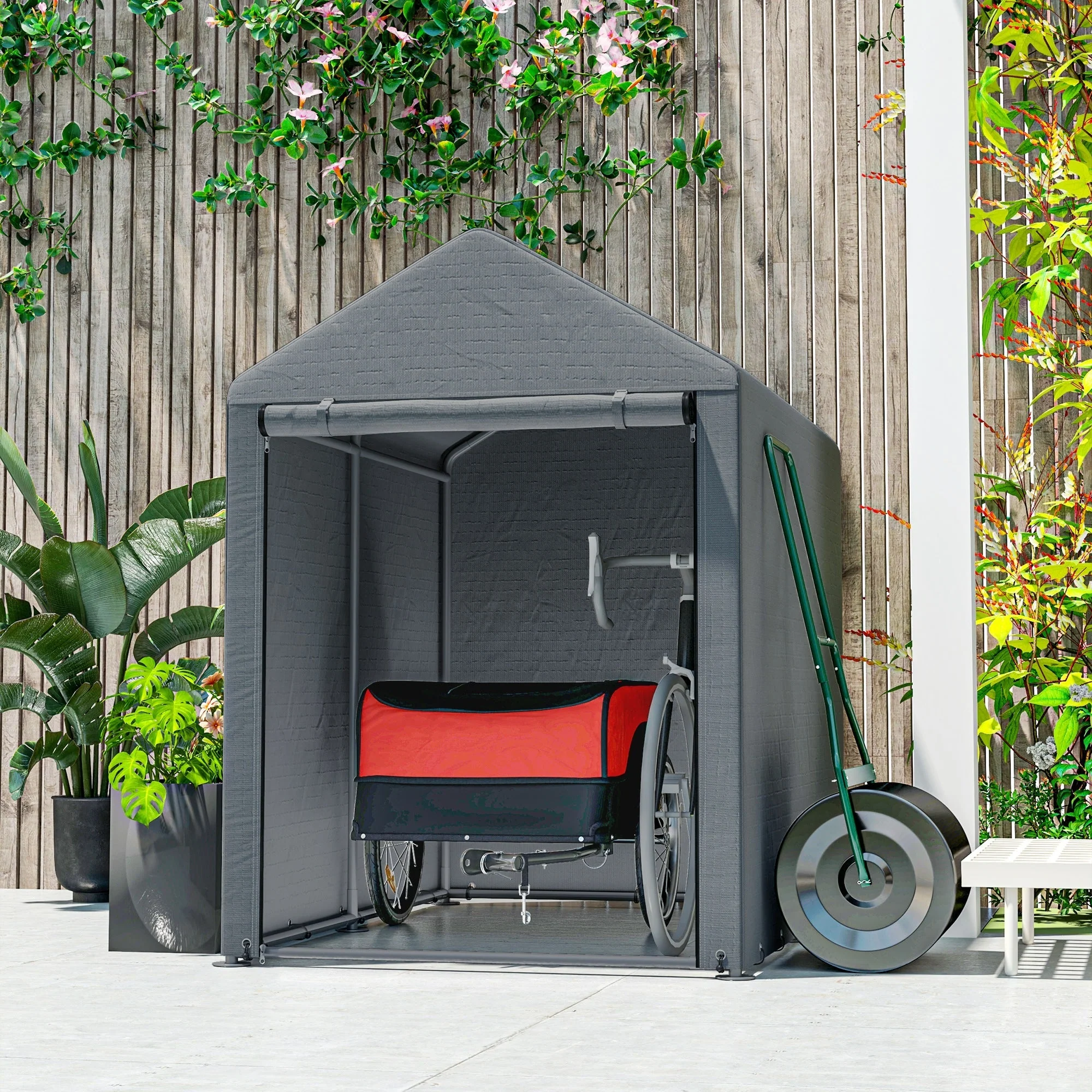 Transport Trailer Cargo Trailer Bicycle Trailer for versatile transport, red-black - Image 7