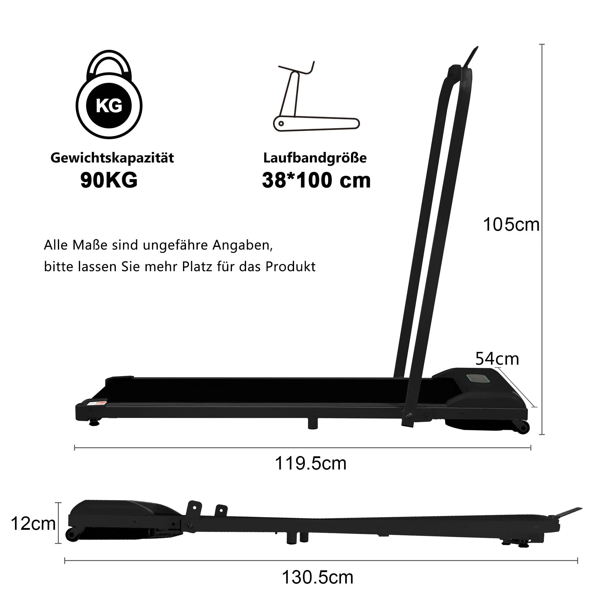 Treadmill, 2-in-1 with Remote Control, LED Display & Bluetooth Speaker, Foldable - Image 9