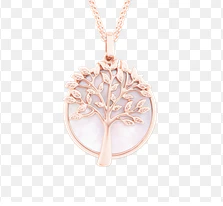 Tree of Life Pearl Moon Pendant Rose Gold