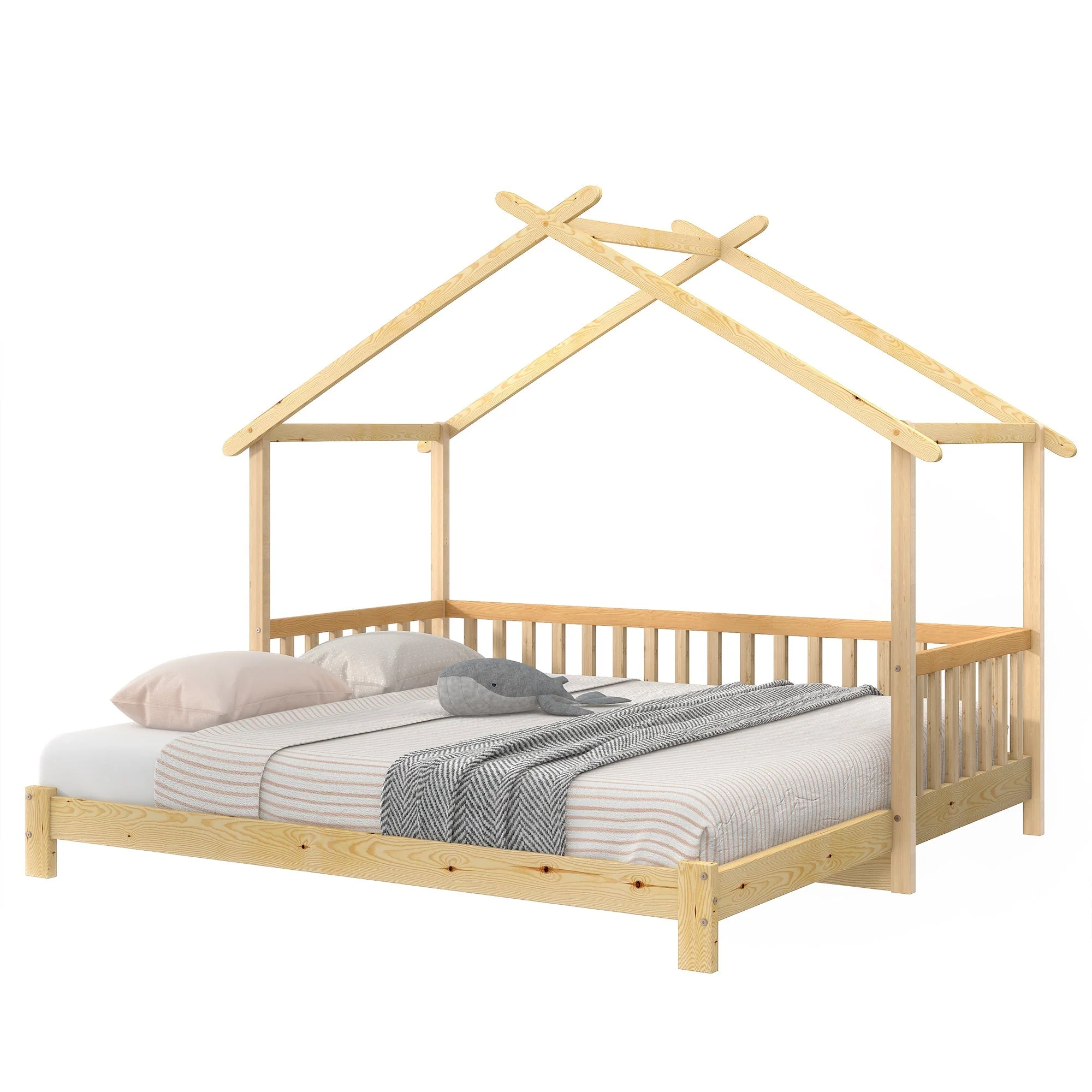 Treehouse Bed, Expandable Single to Double, Solid Wood, Natural - Image 8