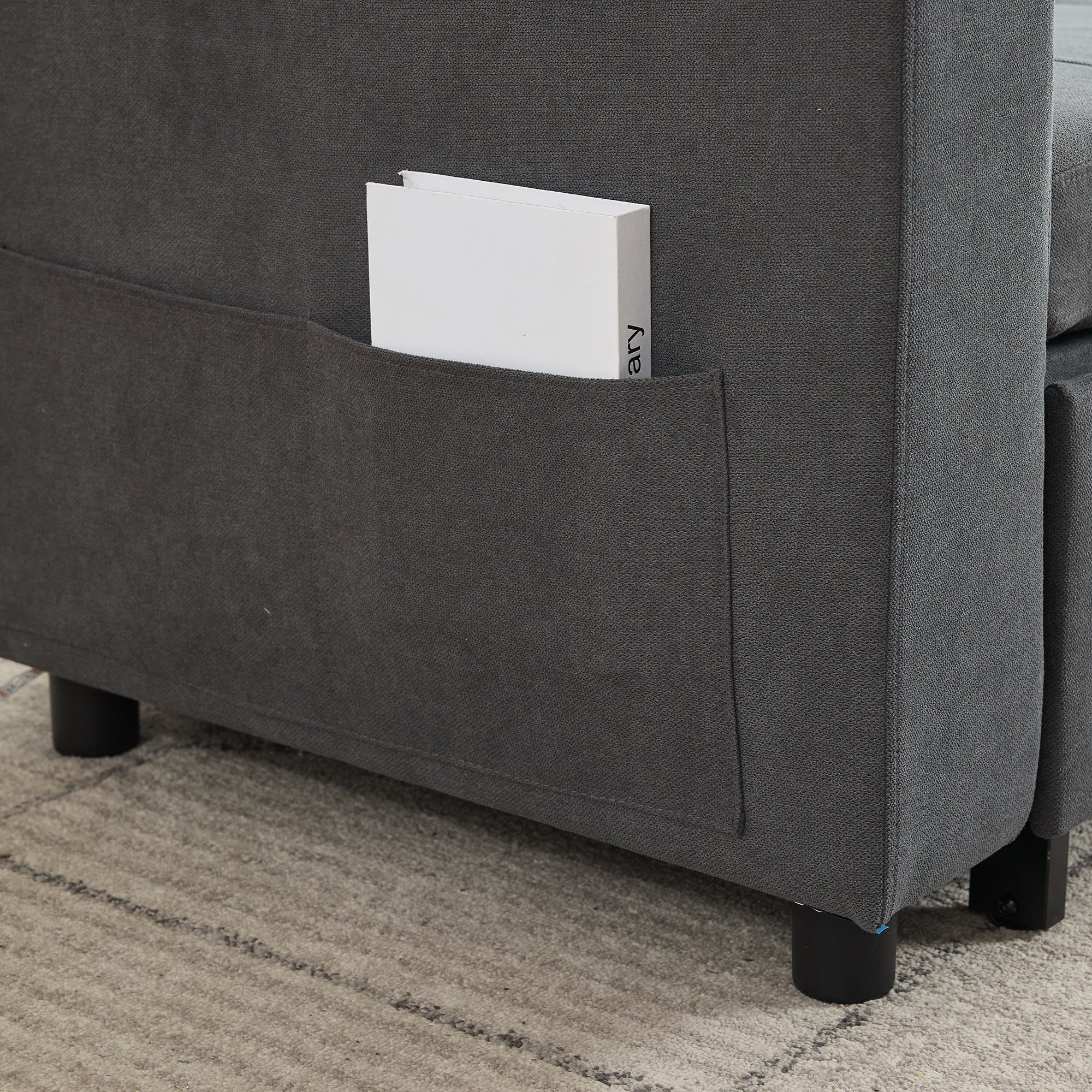Treviso L-Shaped Sofa Bed with LED Lighting and Storage, Grey - Image 9