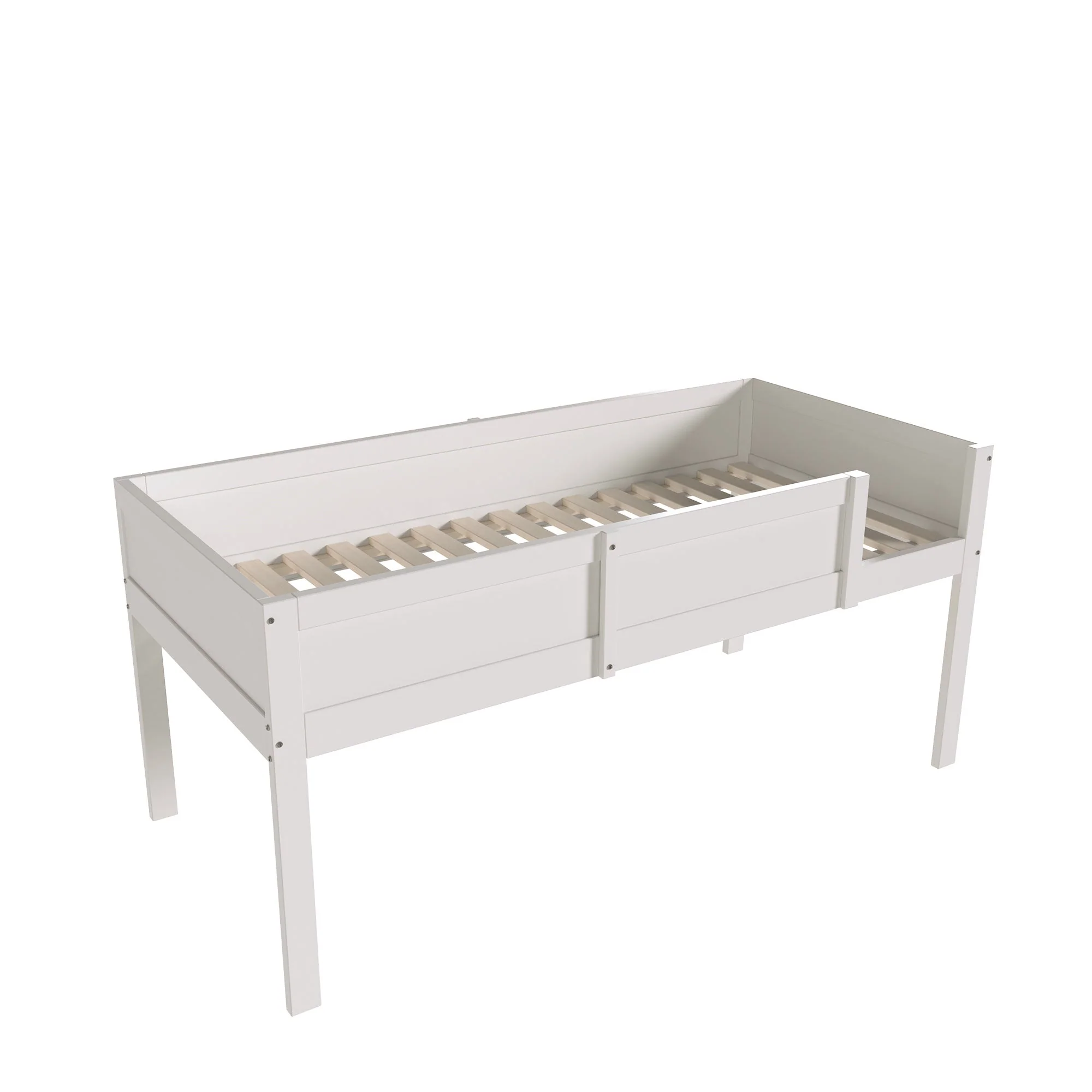 Triple Bed, Loft High Fence Design, Children's, Solid Wood, White - Image 9