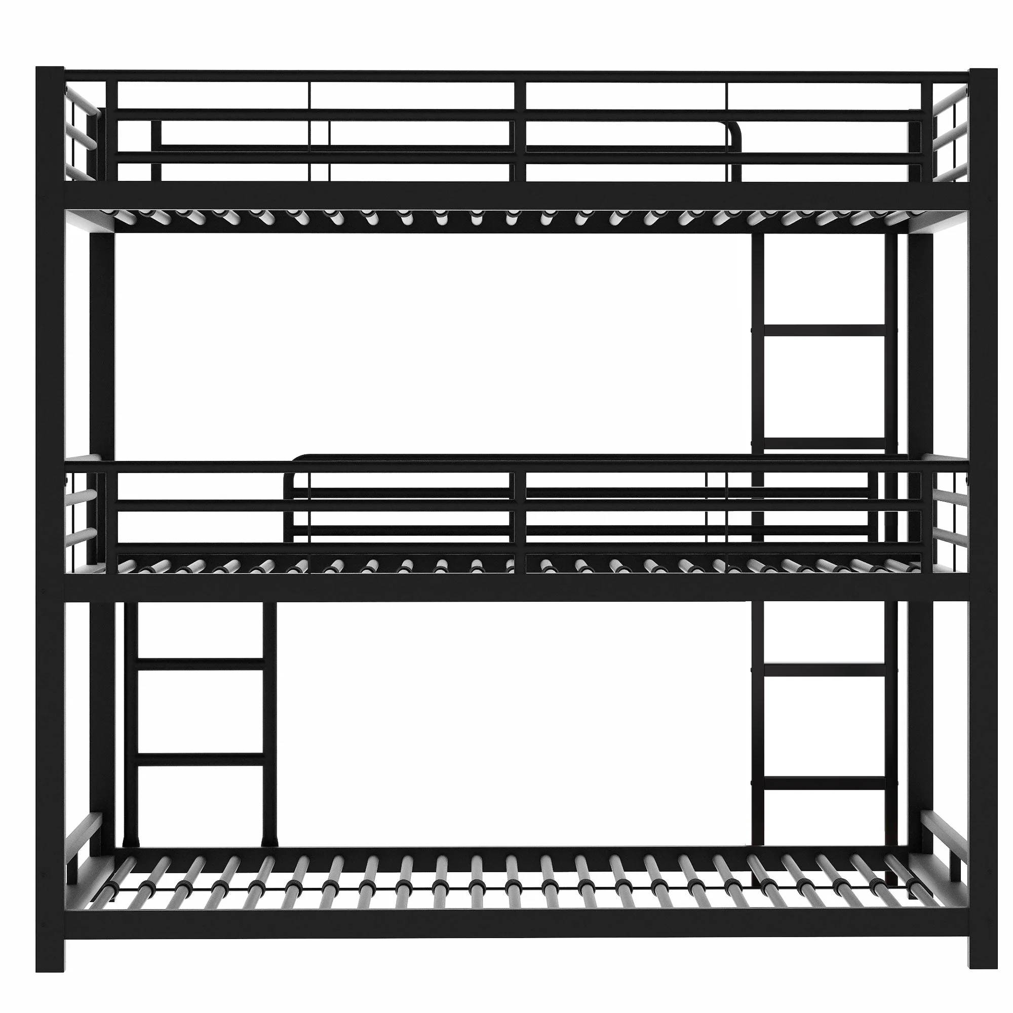 Triple Bunk Bed 90x200cm Metal for Children & Adults, Black - Image 6