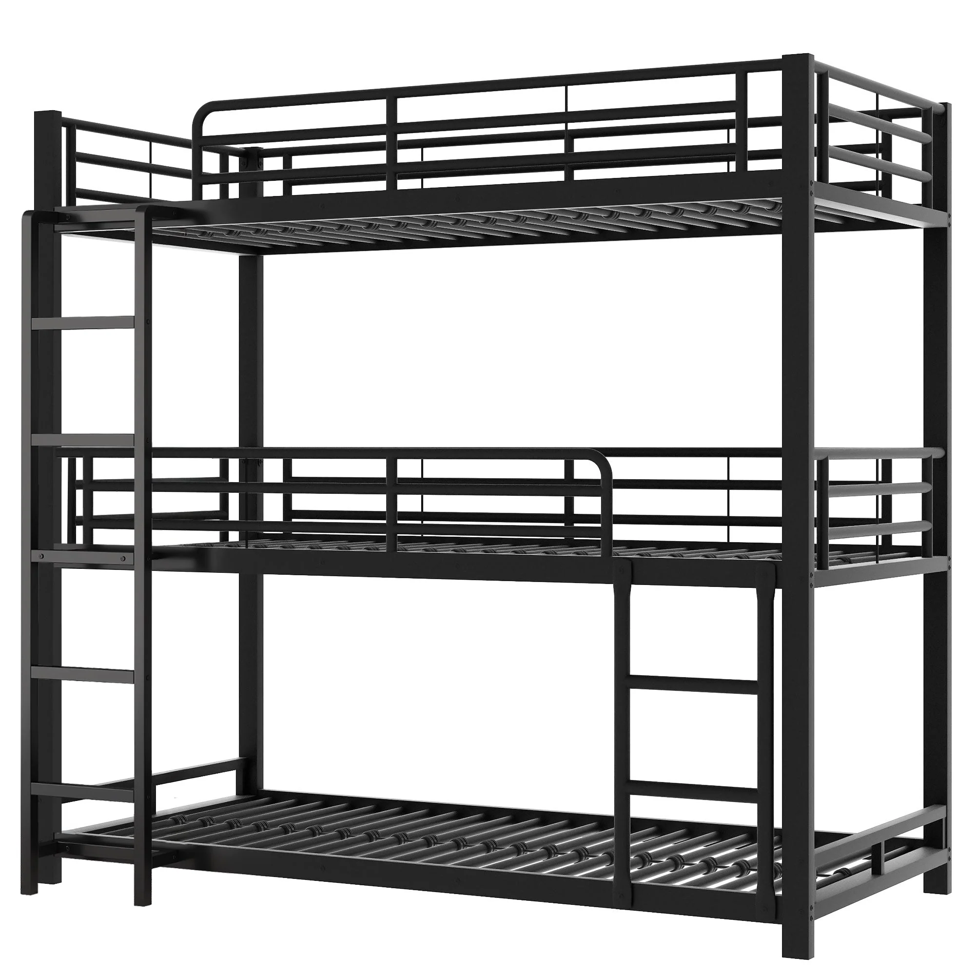 Triple Bunk Bed 90x200cm Metal for Children & Adults, Black - Image 8
