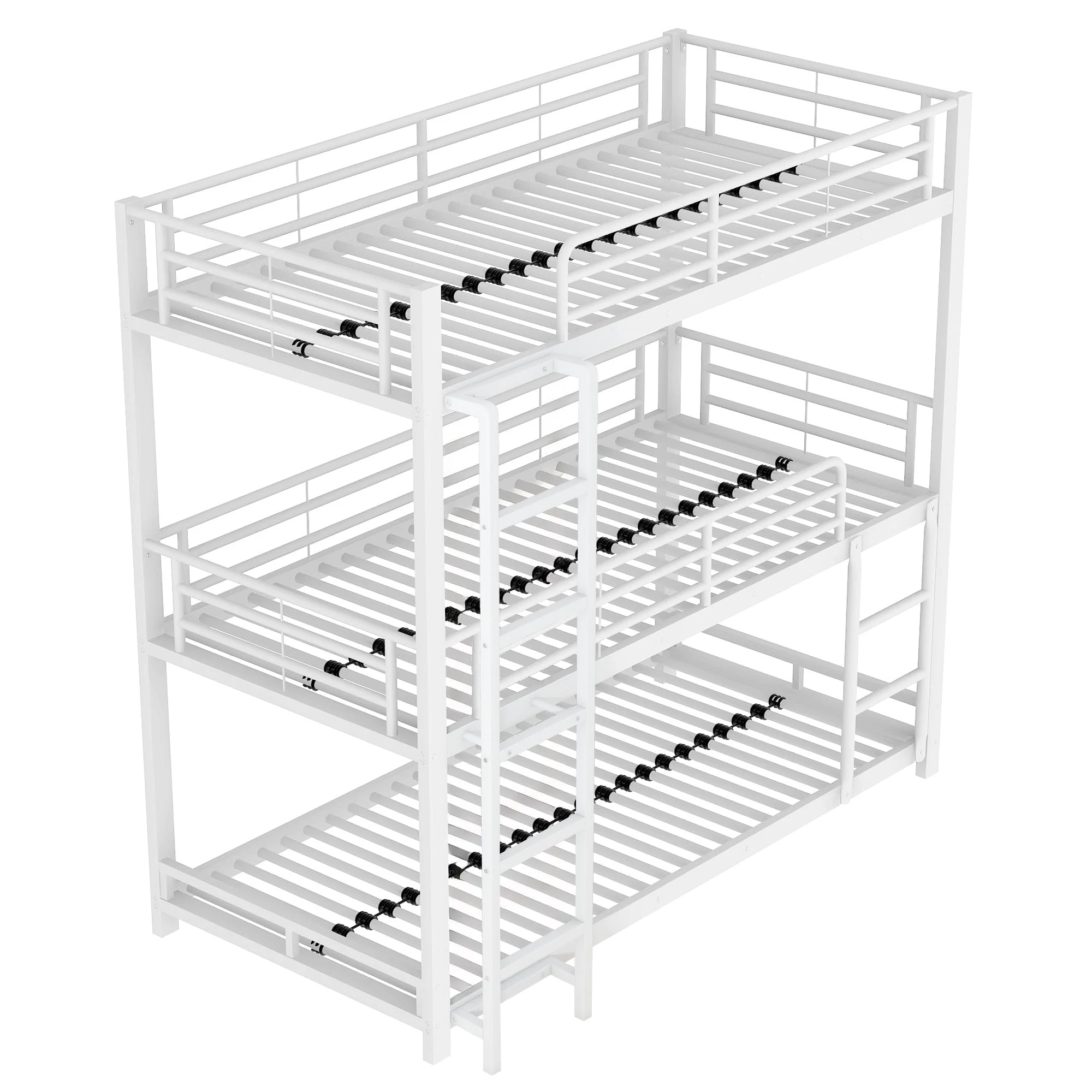 Triple Bunk Bed Frame for Children and Adults, 90x200cm Metal, White - Image 10