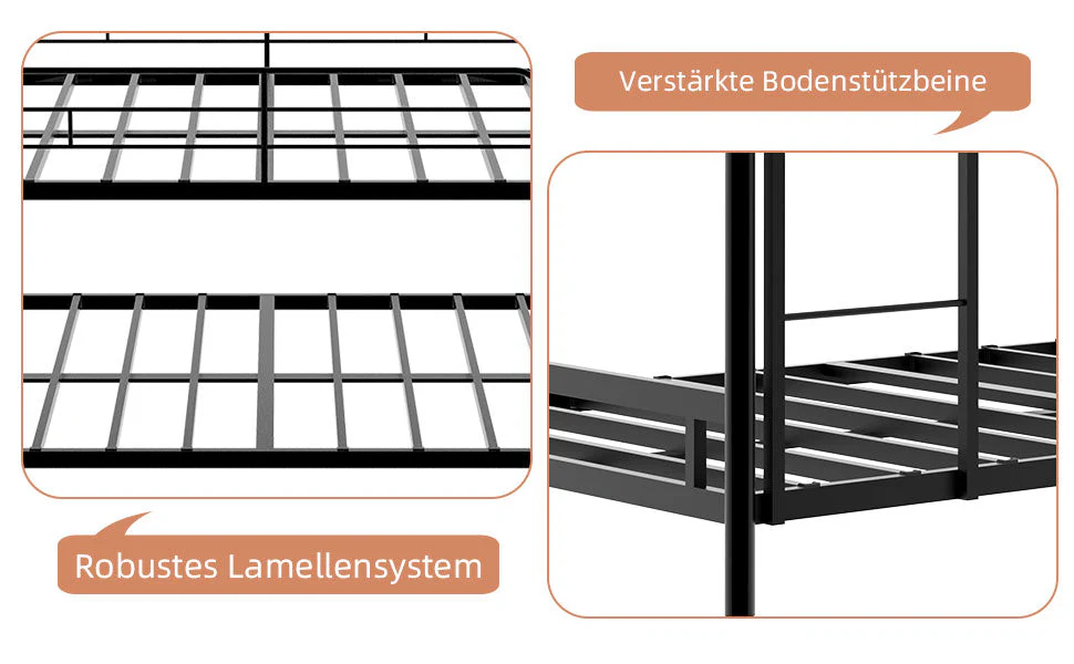 Triple Frame Bed, Heavy-Duty with Ladder & Railing, Easy Assembly, Metal - Image 10