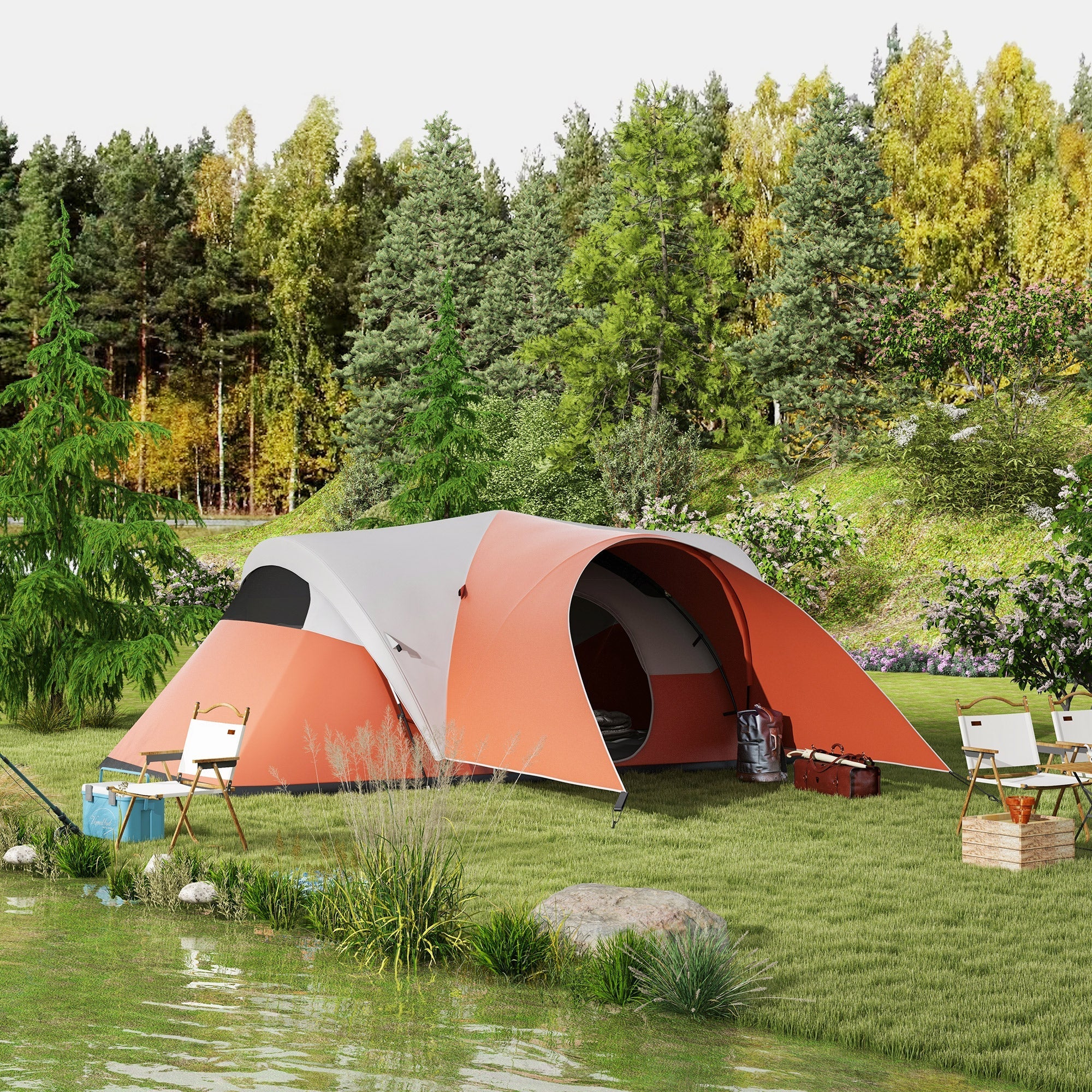 Tunnel Tent 6 Person Water-Repellent Family Tent with Window and Carrying Bag - Image 2