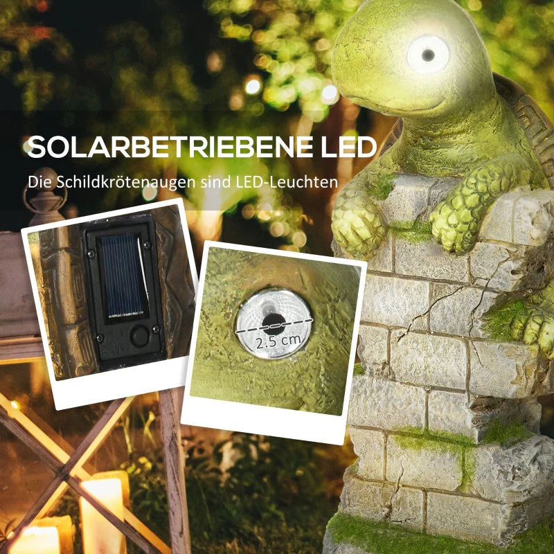 Turtle Sculpture, LED Solar Light, 36.5 cm, Magnesium Oxide - Image 5