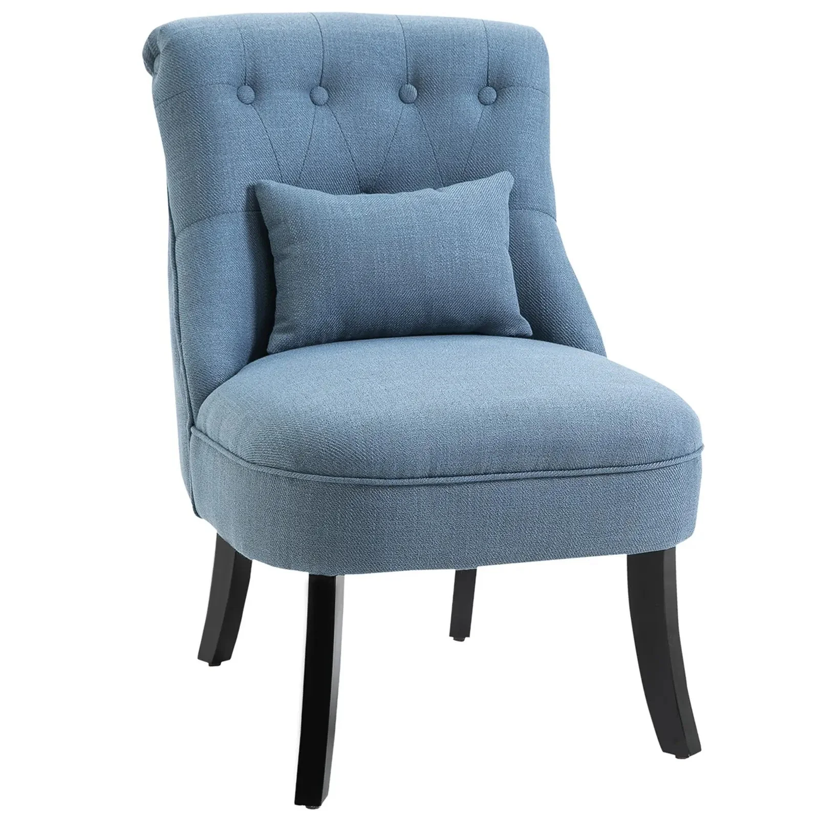 TV Armchair, Back Cushion Raised Feet, Blue Linen - Image 2