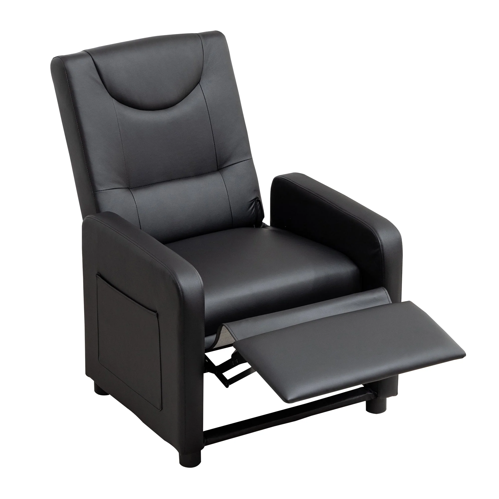 TV Armchair Recliner with Footrest - Black PU - Image 9