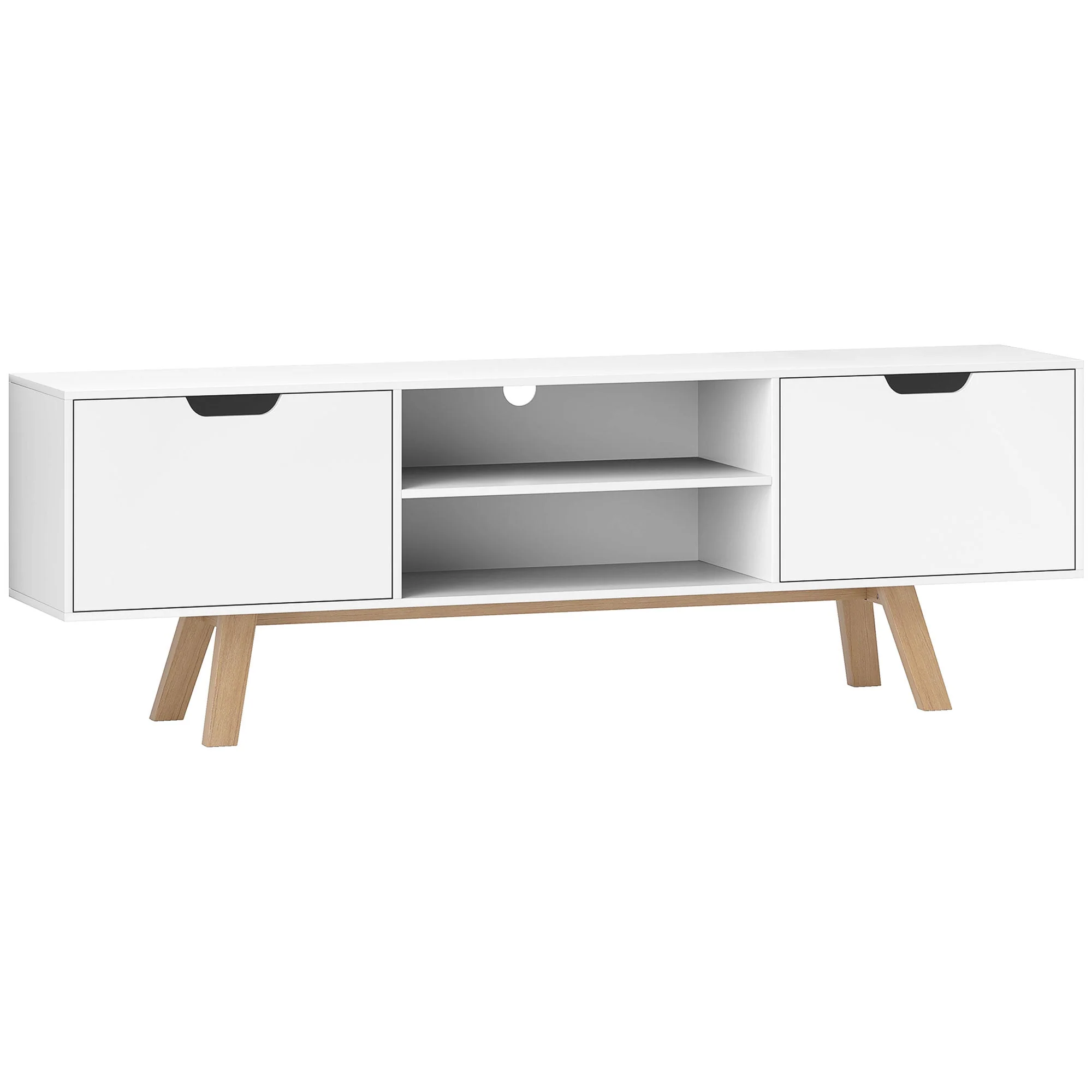 TV Cabinet, 65 inch TV Stand with Shelves, White - Image 2