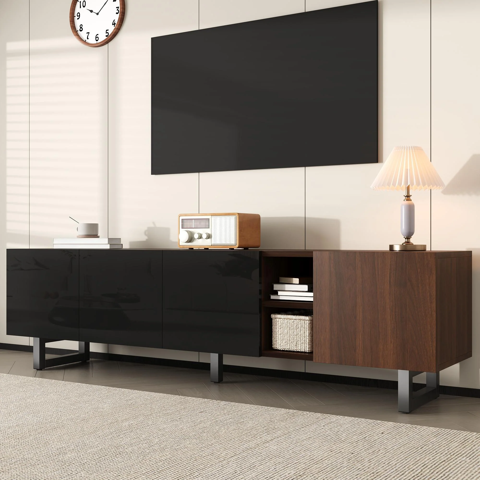 TV Cabinet Low 4 Doors 180x38x50cm - Vintage Wood Grain - Image 10