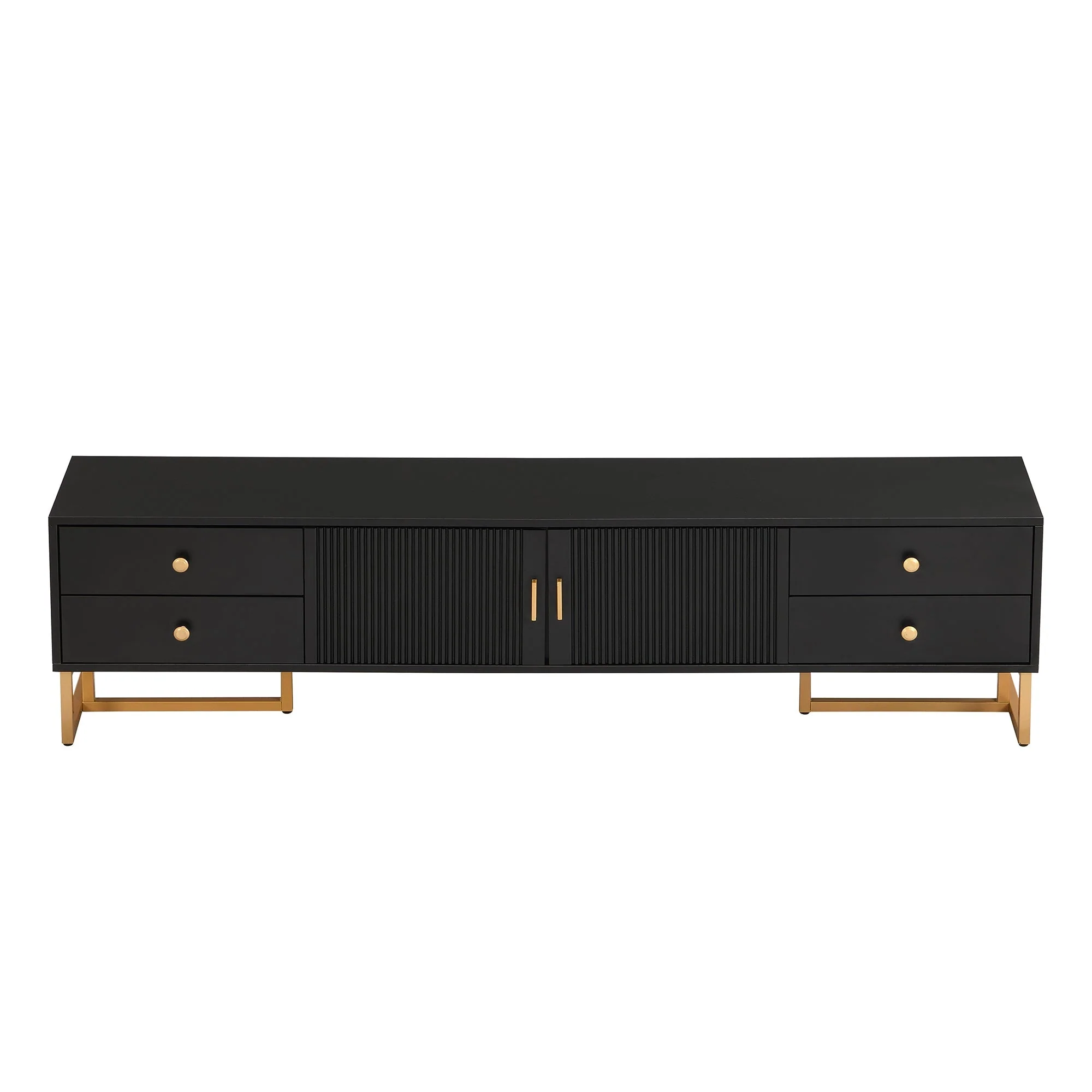 TV Cabinet, Low Panel Textured Door with Drawers, Gold Handles & Feet - Image 10