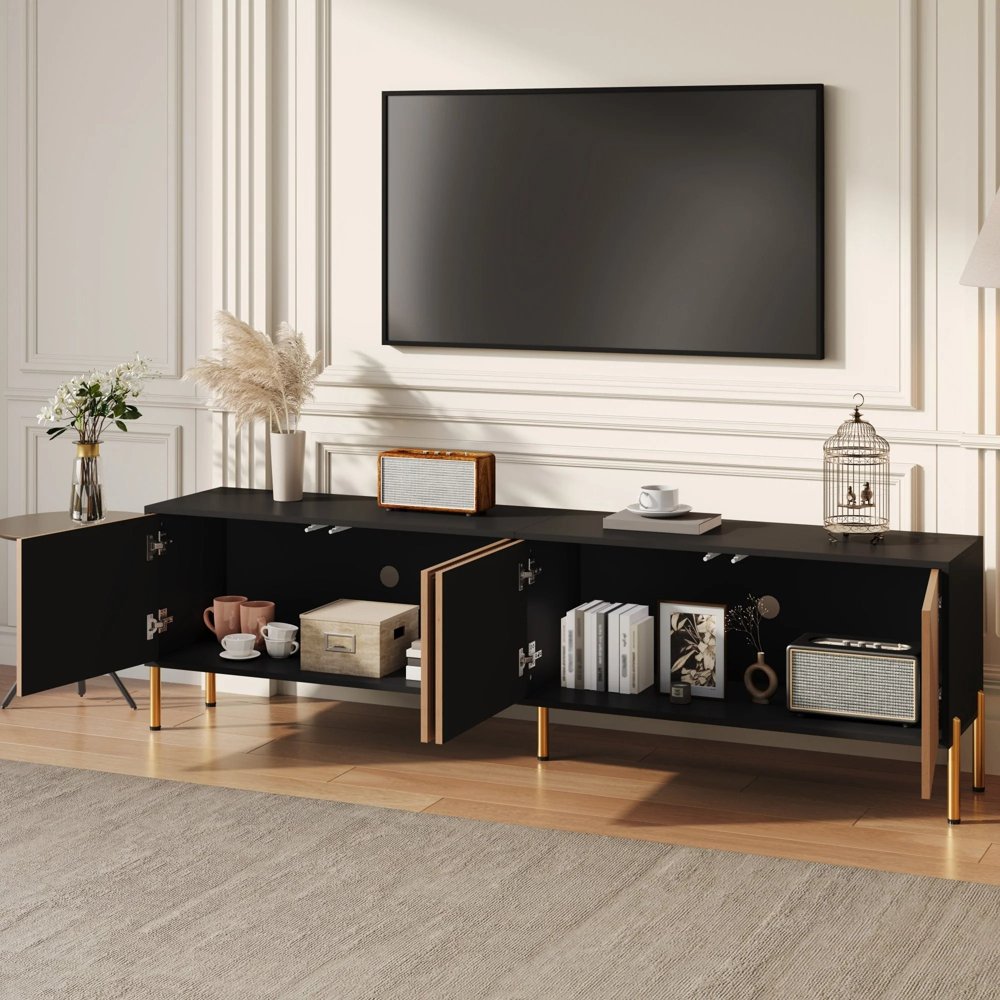 TV Cabinet Modern Low 179cm Color-Block Design - Image 6