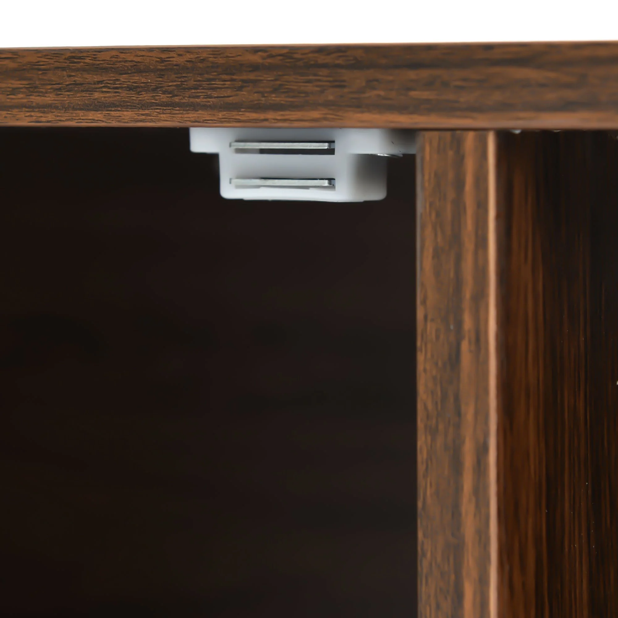 TV cabinet, two doors two compartments low panel, solid wood veneer with gold handles and iron feet - Image 7