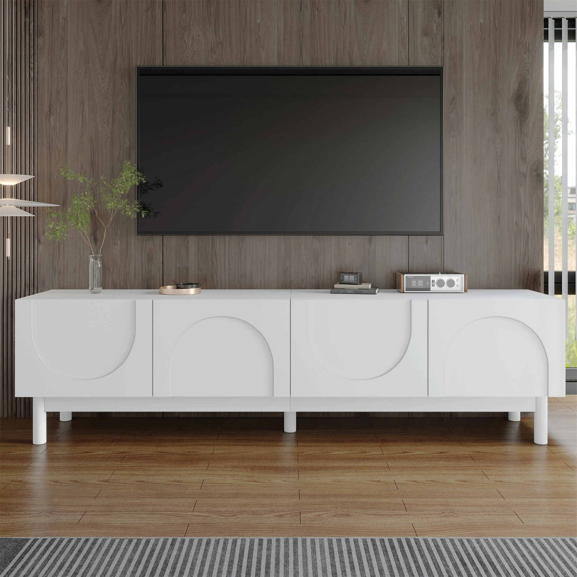TV Cabinet with Curved Wave-Shaped Doors, Shelves, and Stabilizing Legs - Image 5