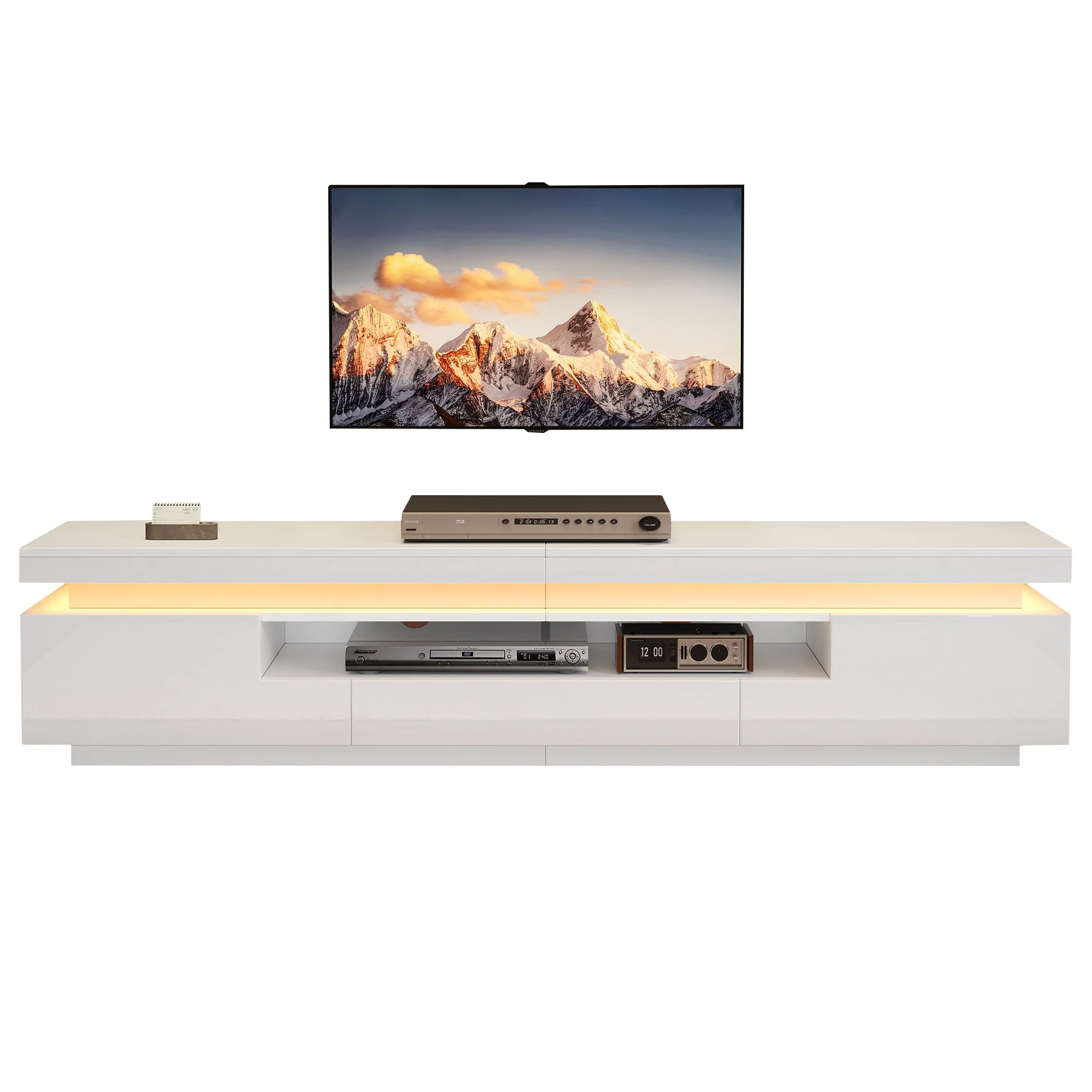 TV Stand 175cm 2 L-Shaped Cabinets LED High-Gloss - Image 8
