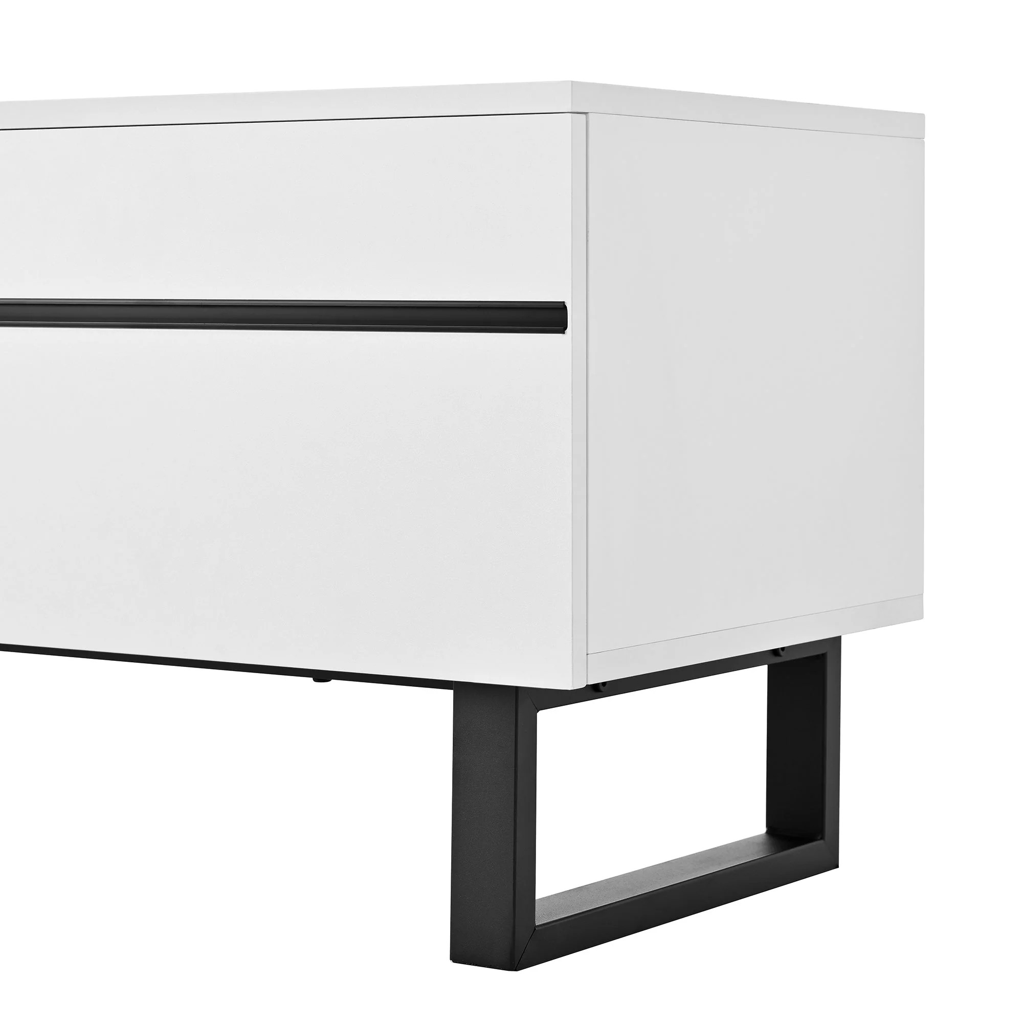 TV Stand 180cm Drop-Down Open Shelves Double Doors - White - Image 10