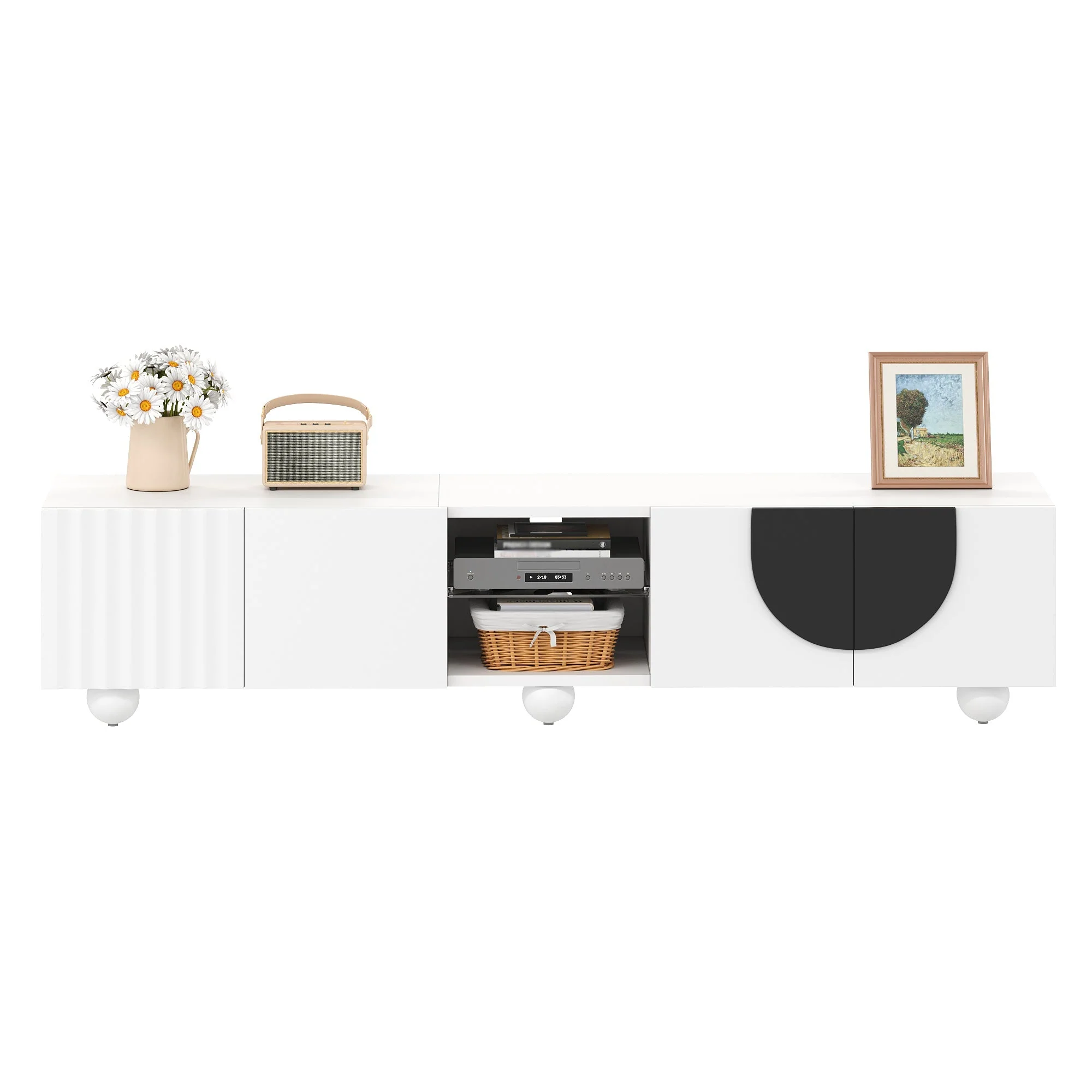 TV Stand 180x40x41.5cm Low Unique Design Modern - Image 2