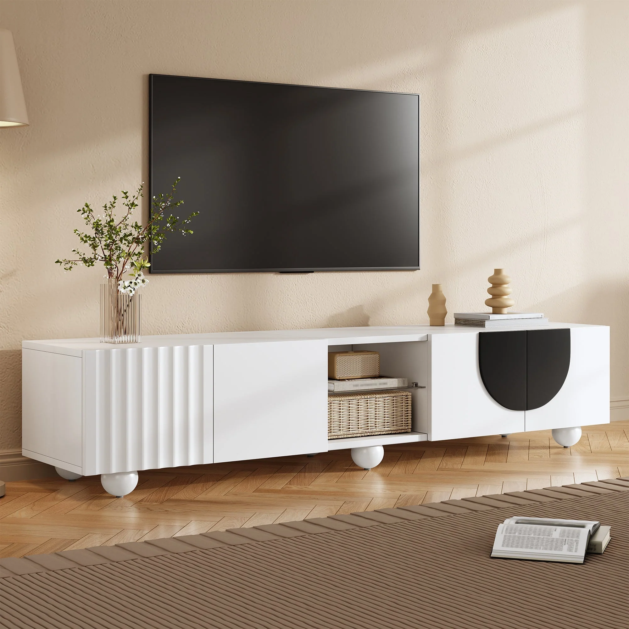 TV Stand 180x40x41.5cm Low Unique Design Modern - Image 6