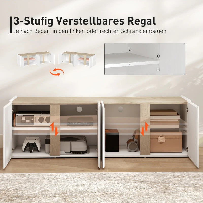 TV Stand, 65-inch, Soft-Close Doors, Adjustable Shelves, Cable Holes, White - Image 6