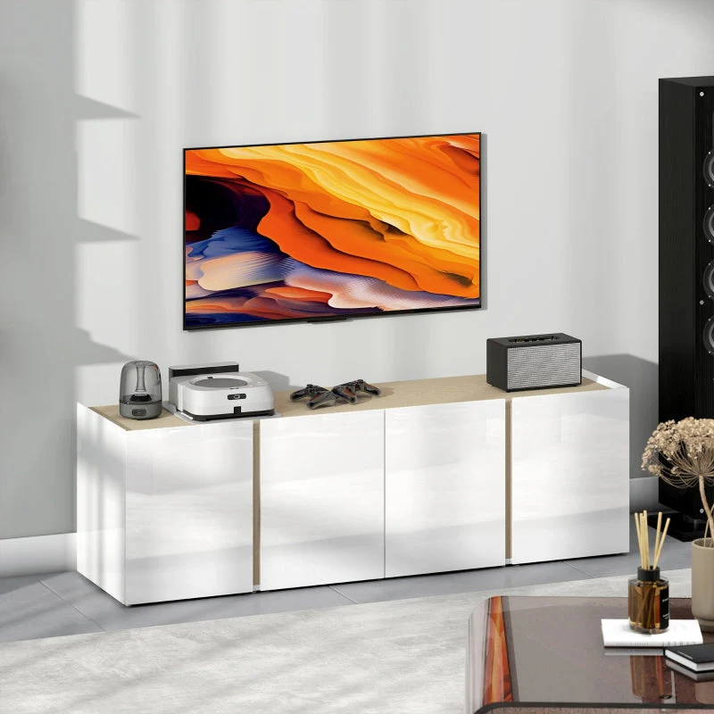 TV Stand, 65-inch, Soft-Close Doors, Adjustable Shelves, Cable Holes, White - Image 8