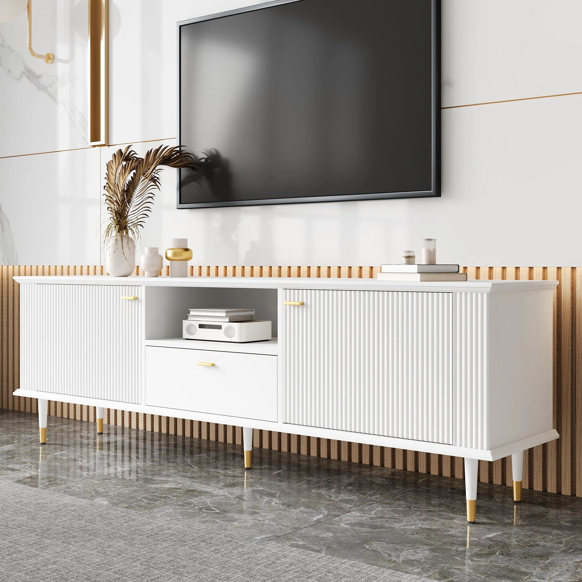 TV Stand with Storage and Cable Management