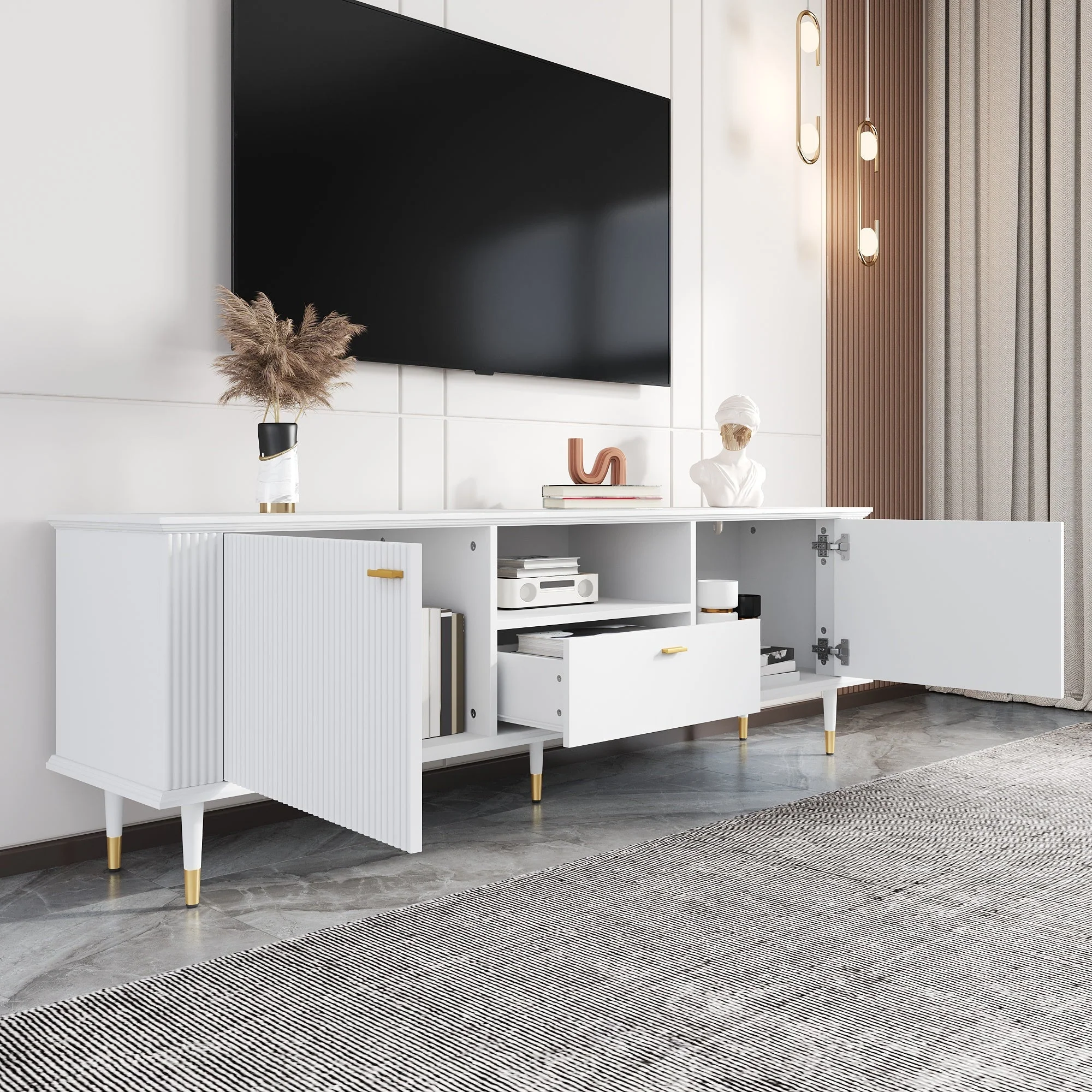 TV Stand with Storage and Cable Management - Image 9