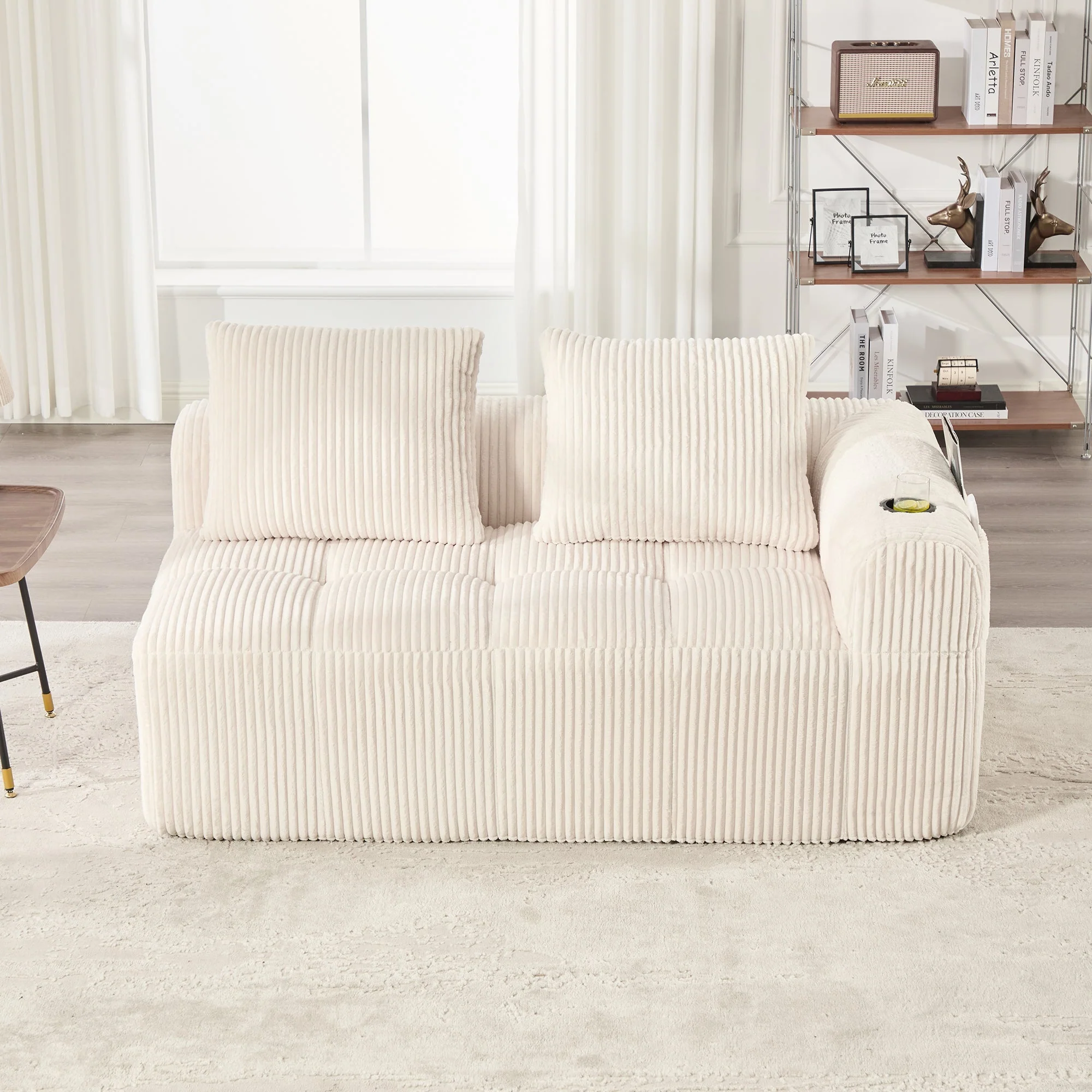 Two-Seater Sofa Storage Pocket Drink Holder - Corduroy - Image 3