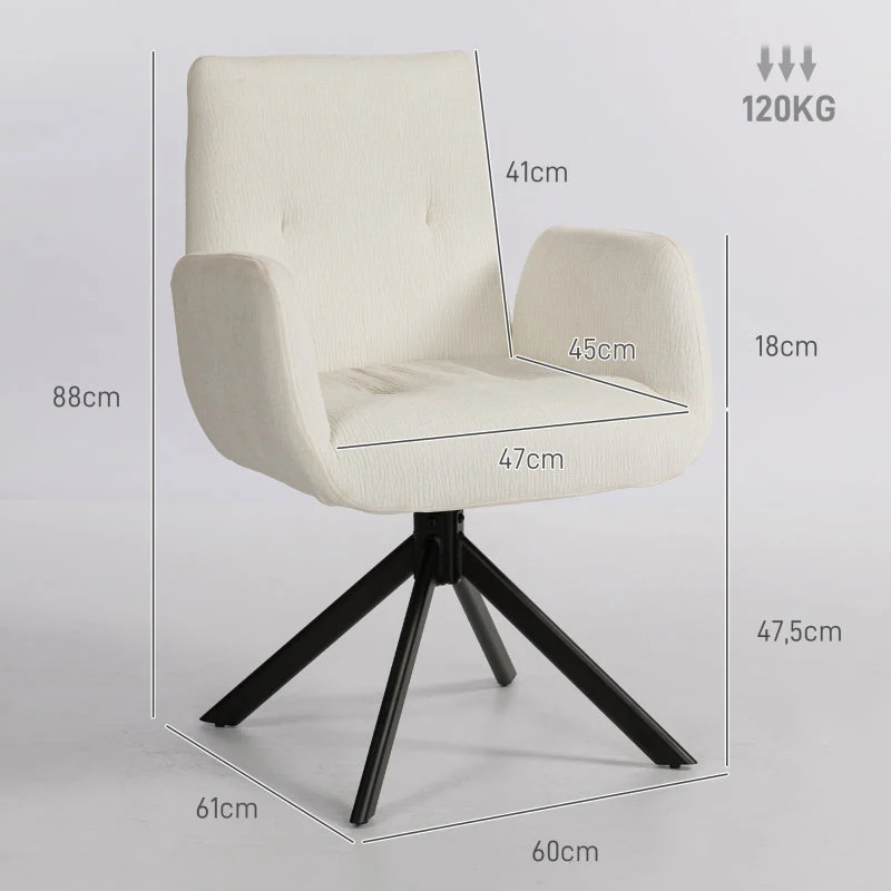 Upholstered Accent Chair Swivel Modern Design 120 kg Cream White - Image 3