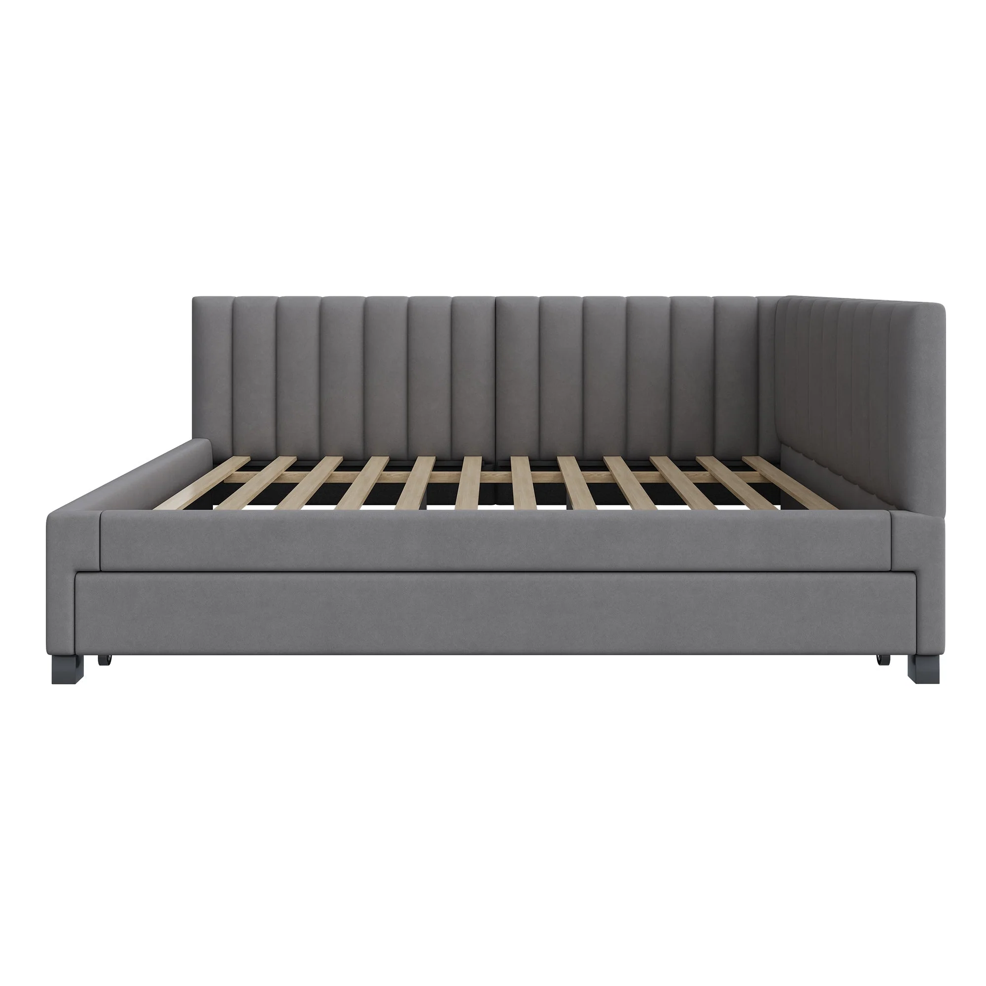 Upholstered Bed 140*200, Pull-Out Sofa Bed, Multifunctional, Velvet Gray - Image 9