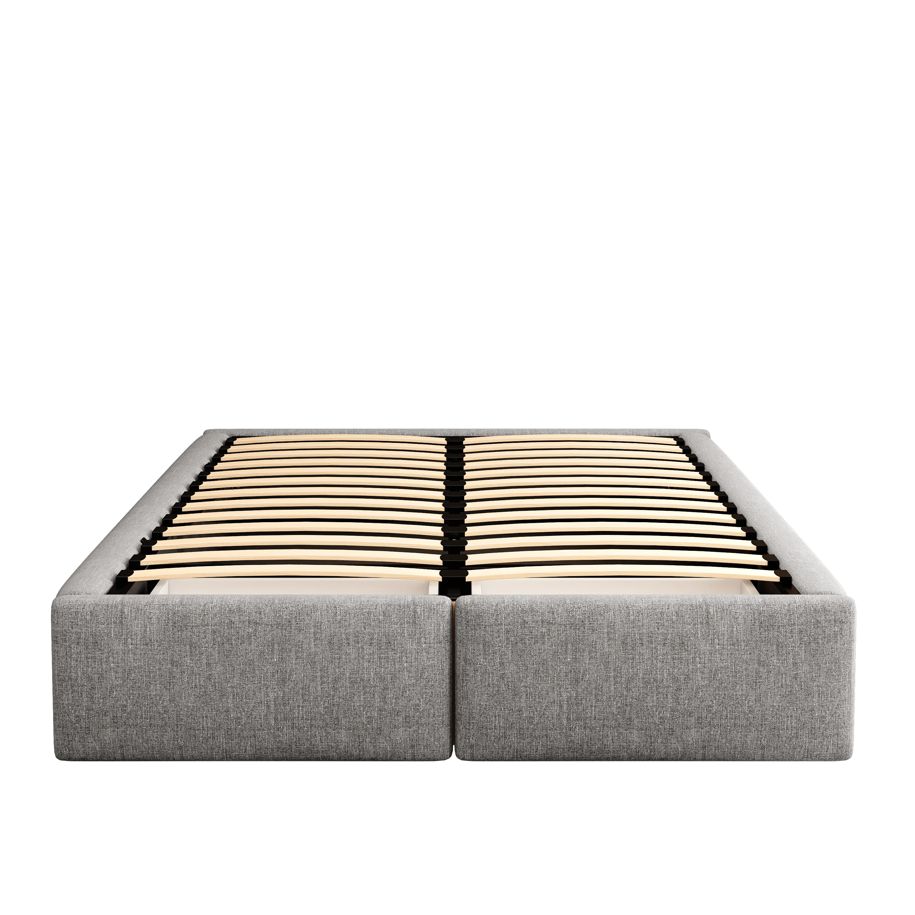 Upholstered Bed 140x200cm Hydraulic Storage 2 Drawers No Headboard - Grey - Image 10