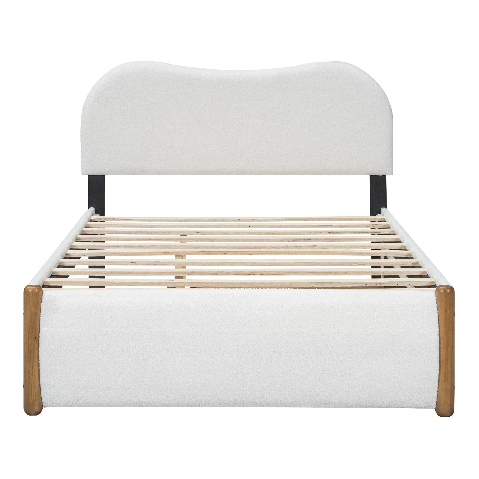 Upholstered Bed 140x200cm Pull-out Rollaway Bed - White - Image 8