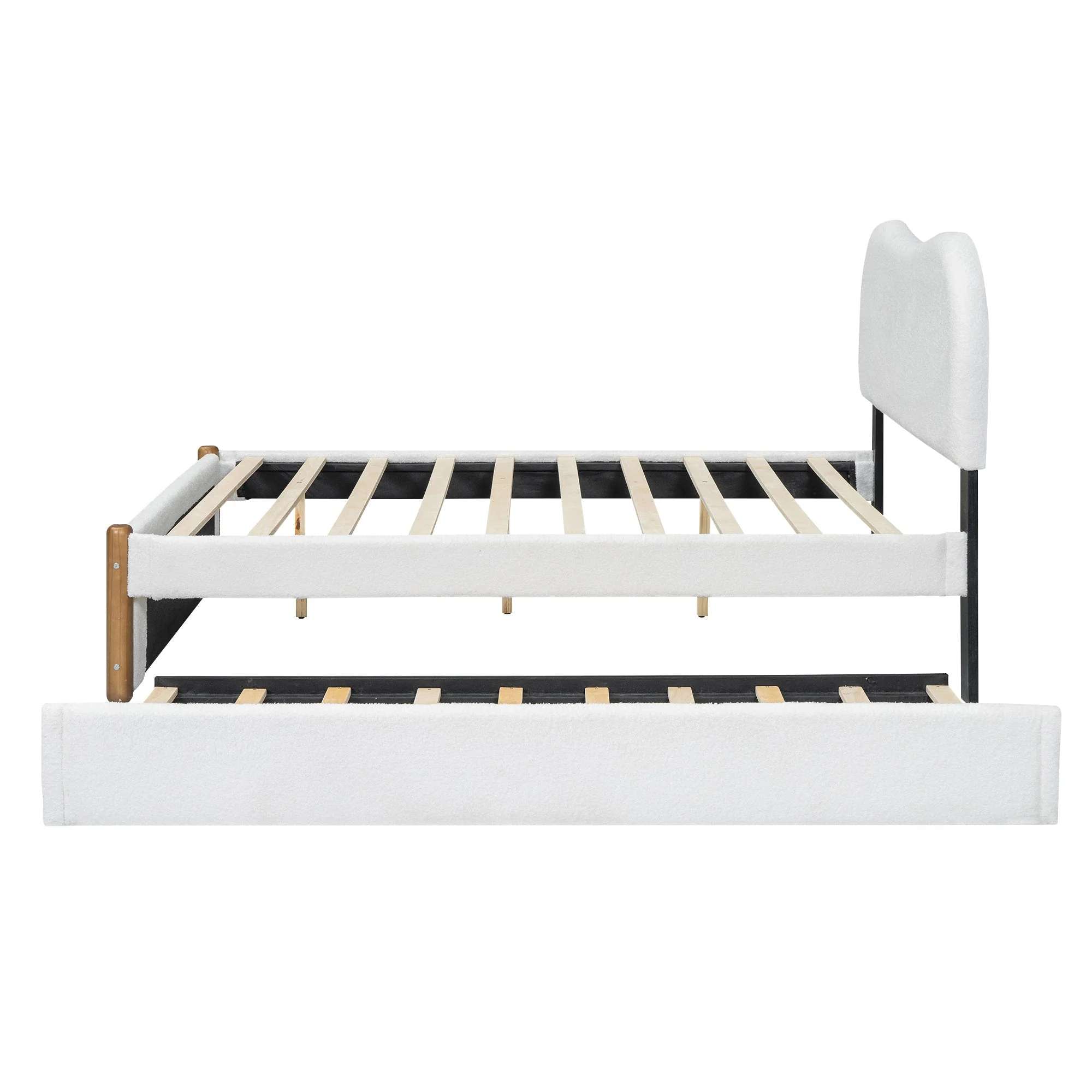 Upholstered Bed 140x200cm Pull-out Rollaway Bed - White - Image 9
